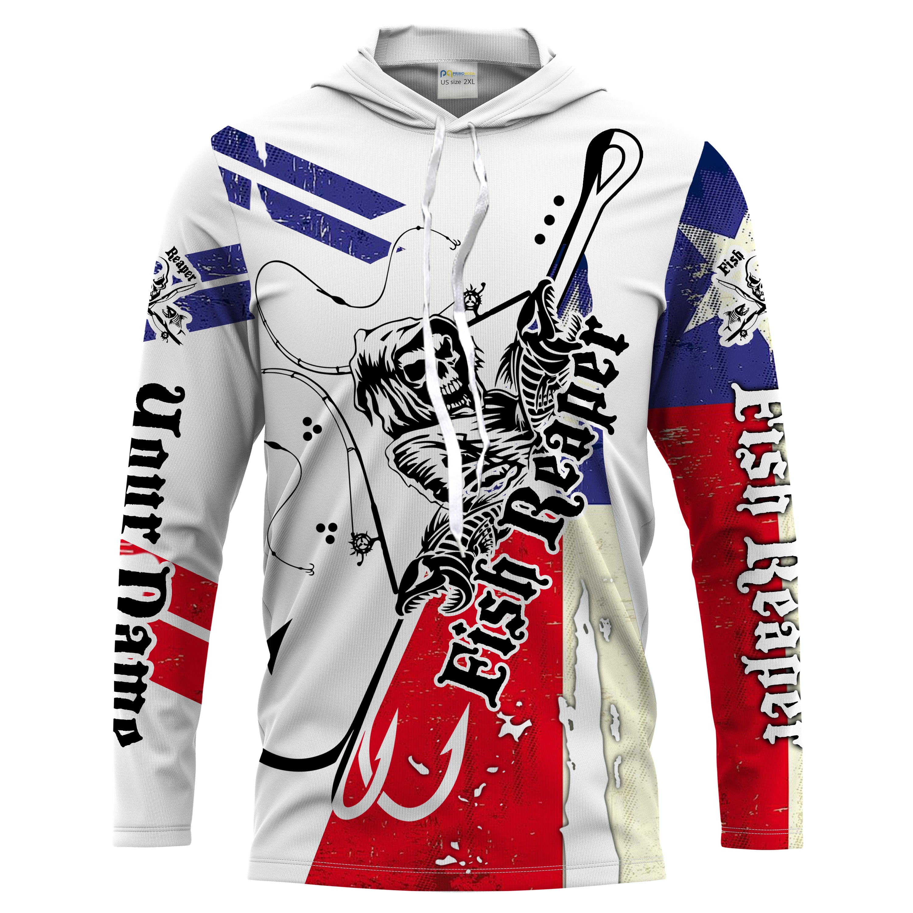 Fish reaper Texas Flag Custom men Long Sleeve Fishing Shirts, personalized Patriotic Fishing gifts - HPW67