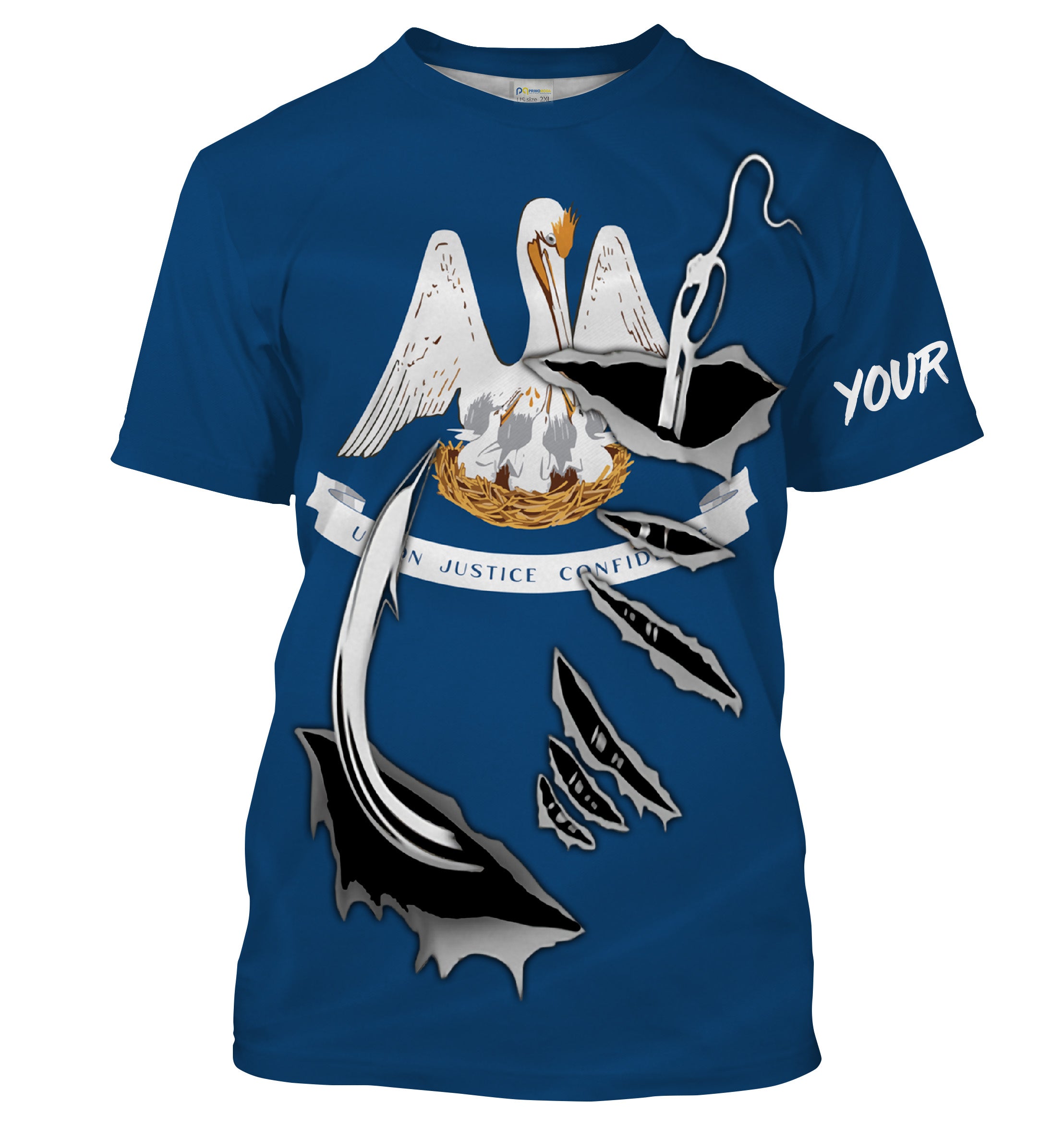 Louisiana Flag Fishing 3D Fish Hook UV protection Custom men performance Fishing T Shirts - HPW36