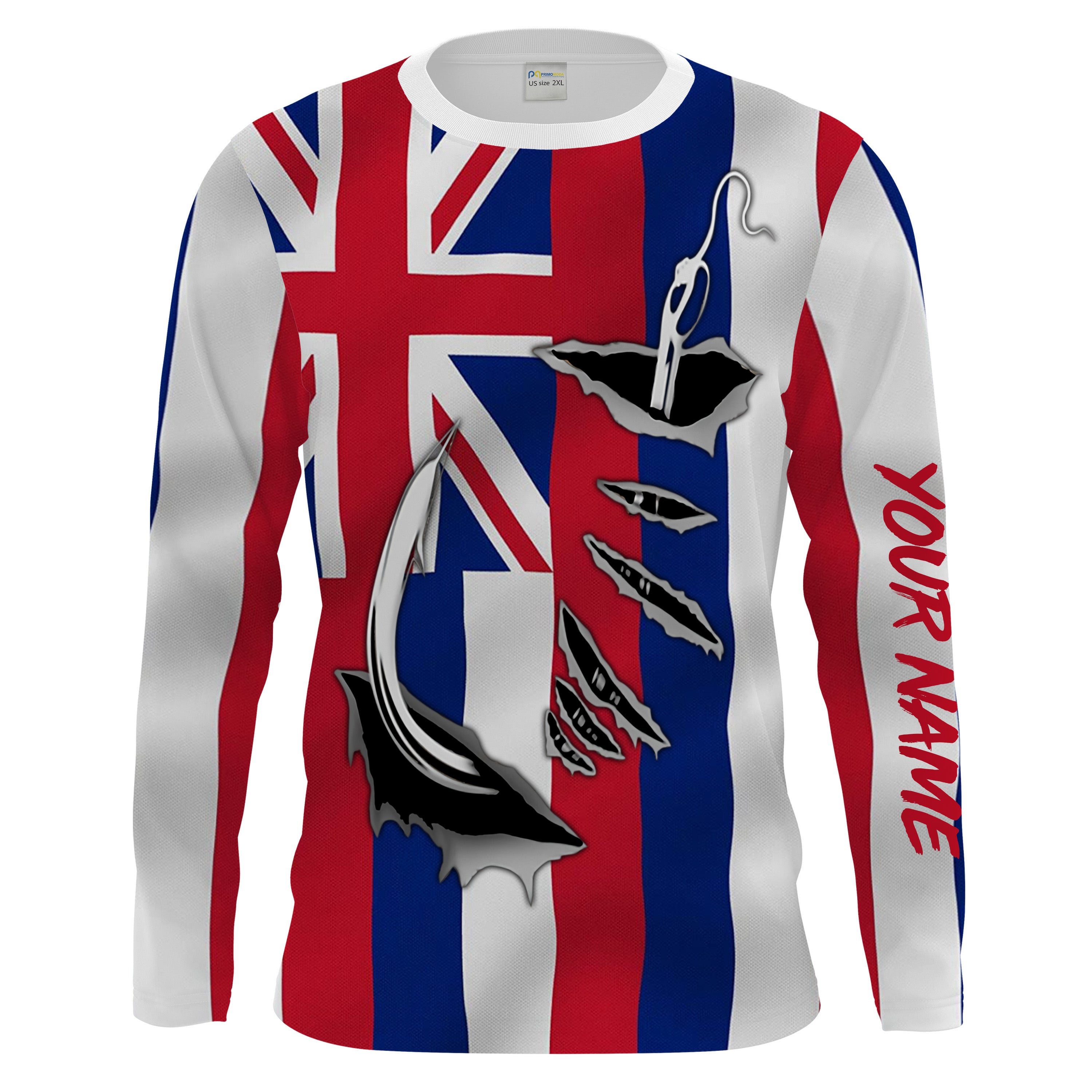 HI Fishing Hawaiian Flag Custom Long Sleeve performance Fishing shirts, personalized Patriotic men fishing apparel - HPW11