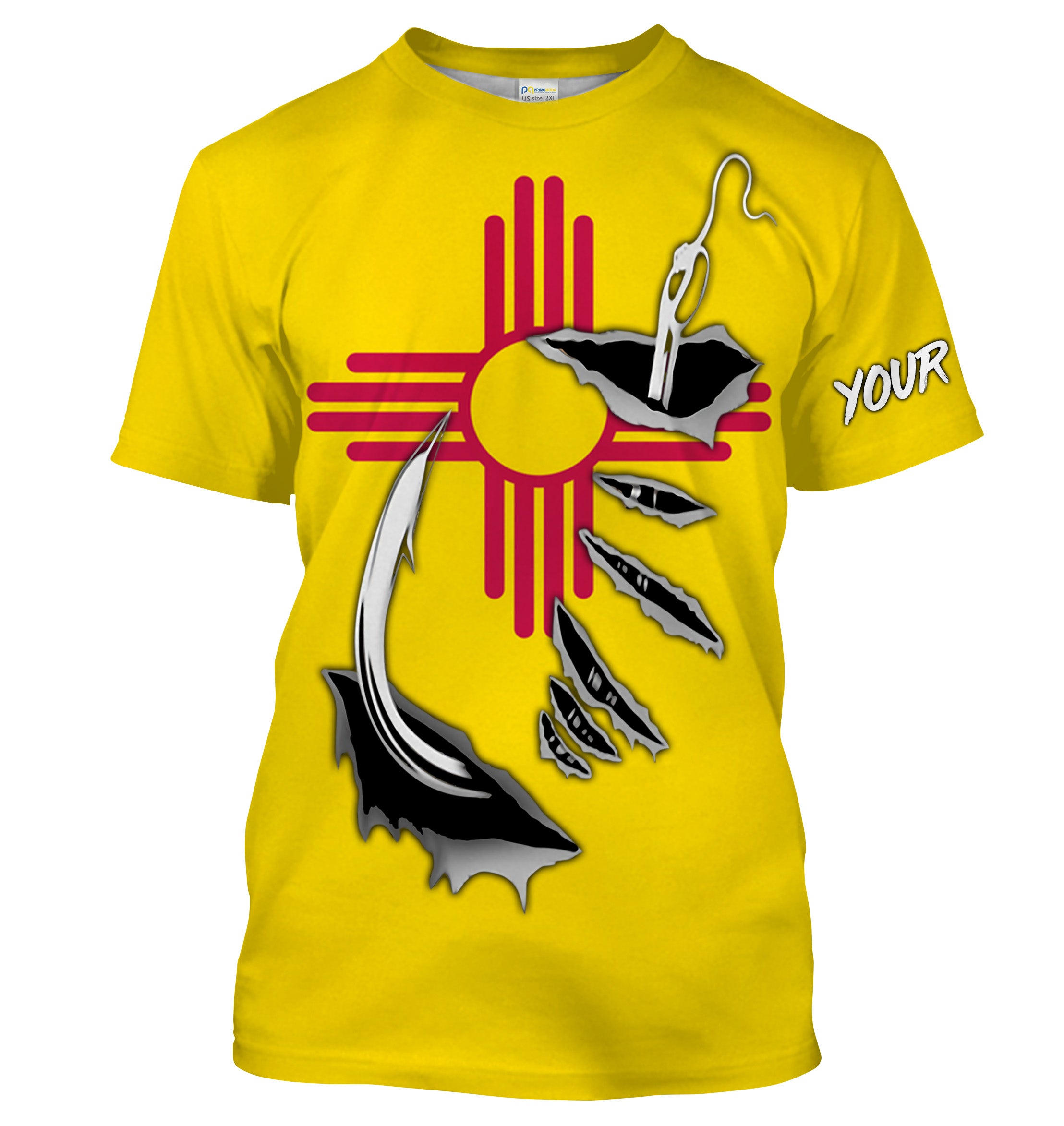 NM Fishing 3D Fish Hook New Mexico Flag Custom Men Fishing T Shirts Fishing apparel - HPW40