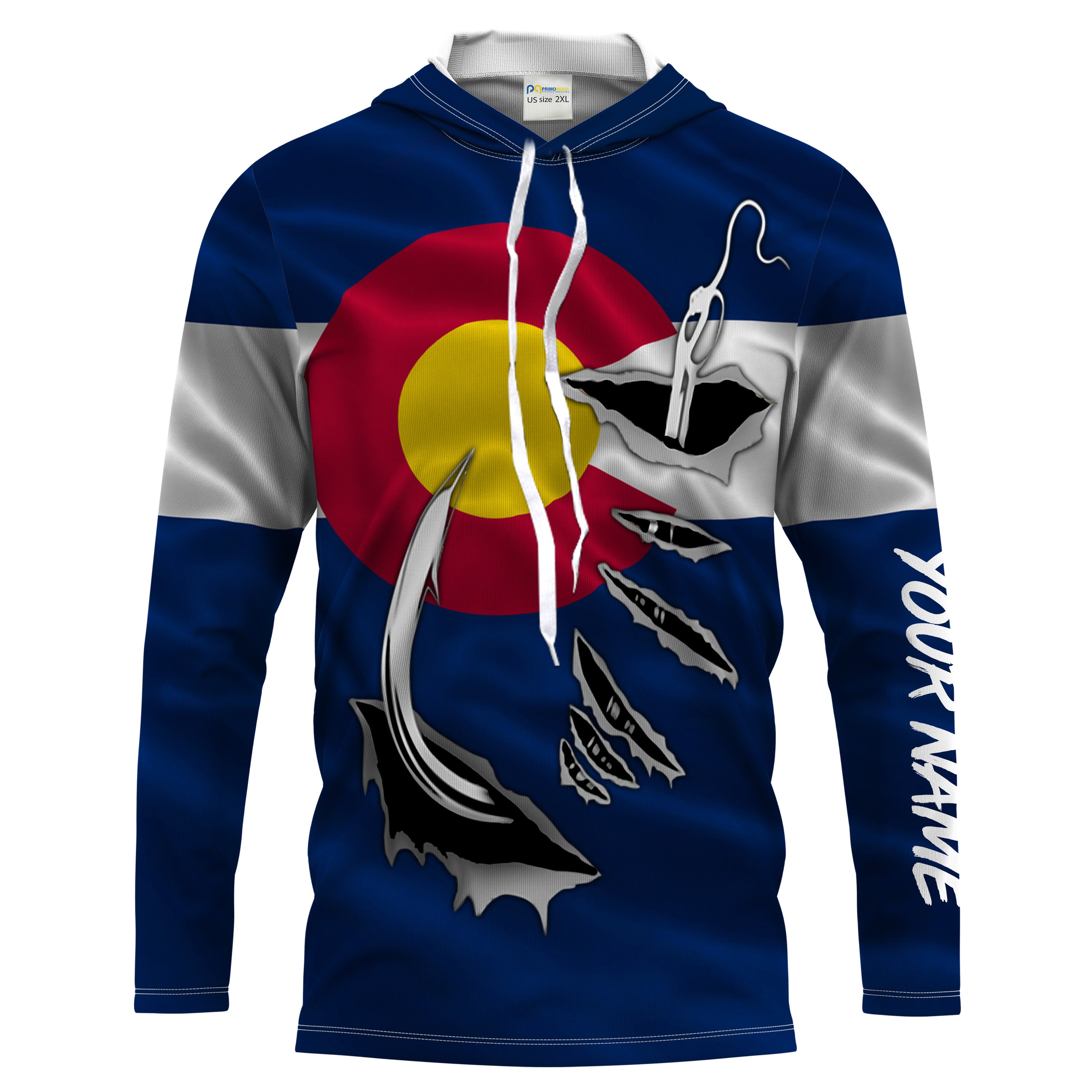 Colorado Flag 3D Fish hook UPF 30+ Custom Men Long Sleeve performance Fishing Shirts - HPW49