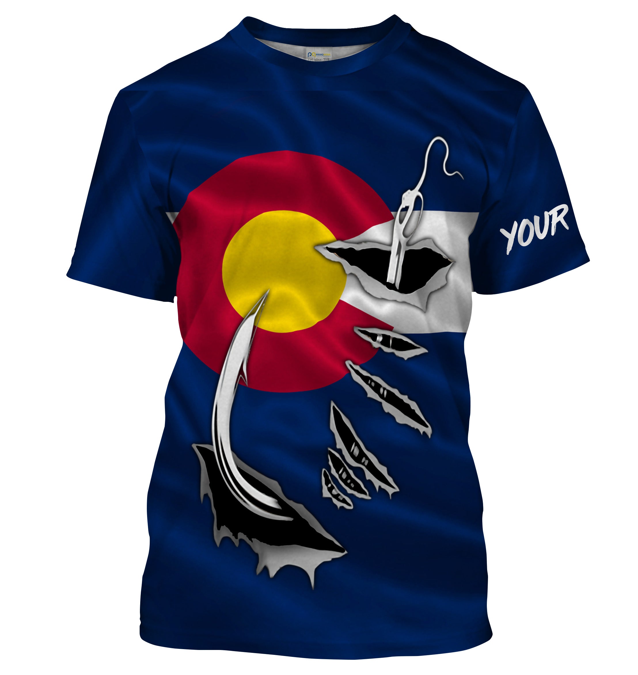 Colorado Flag 3D Fish hook UPF 30+ Custom Men performance Fishing T Shirts - HPW49