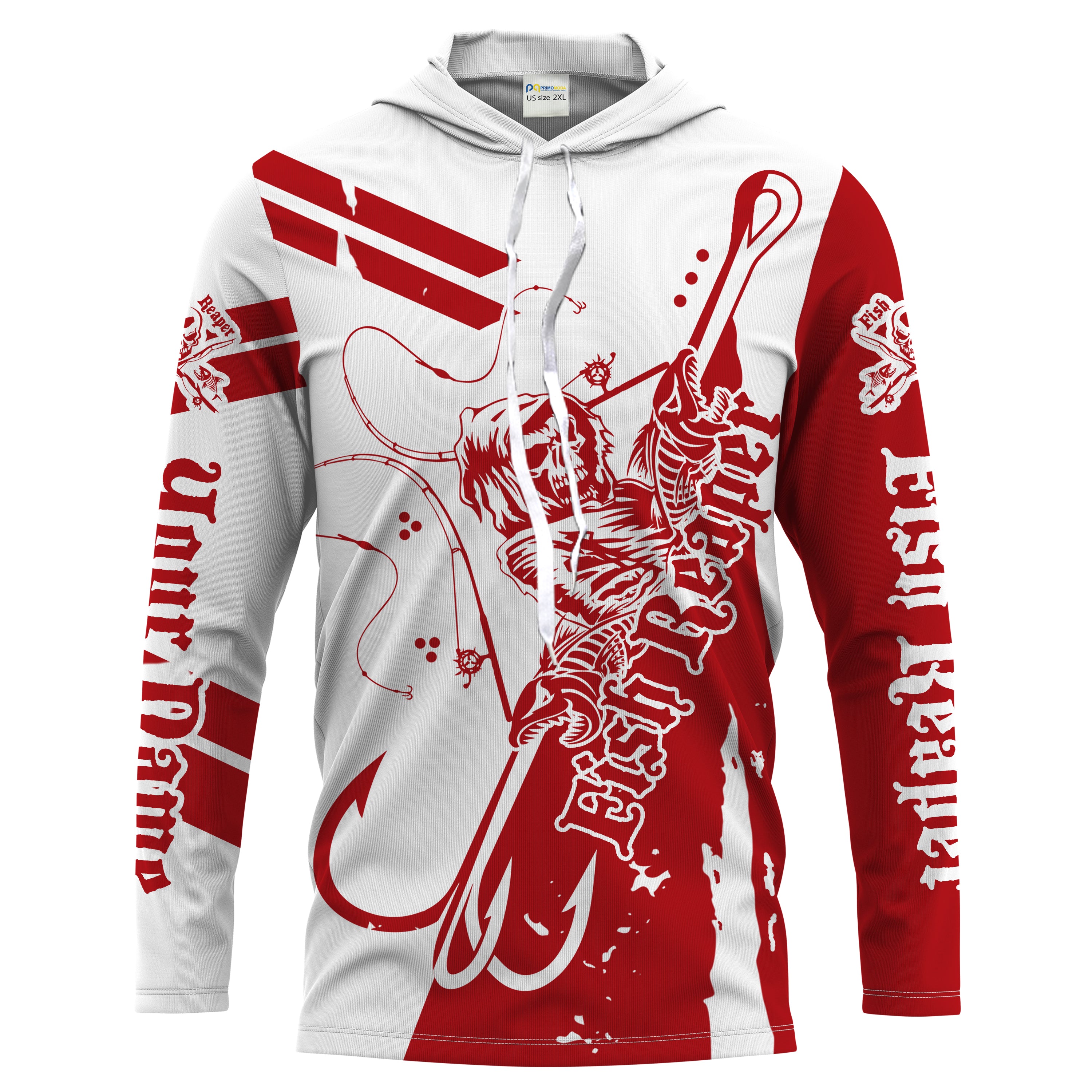Fish reaper Custom Long Sleeve performance Fishing Shirts Fishing apparel | red - HPW249