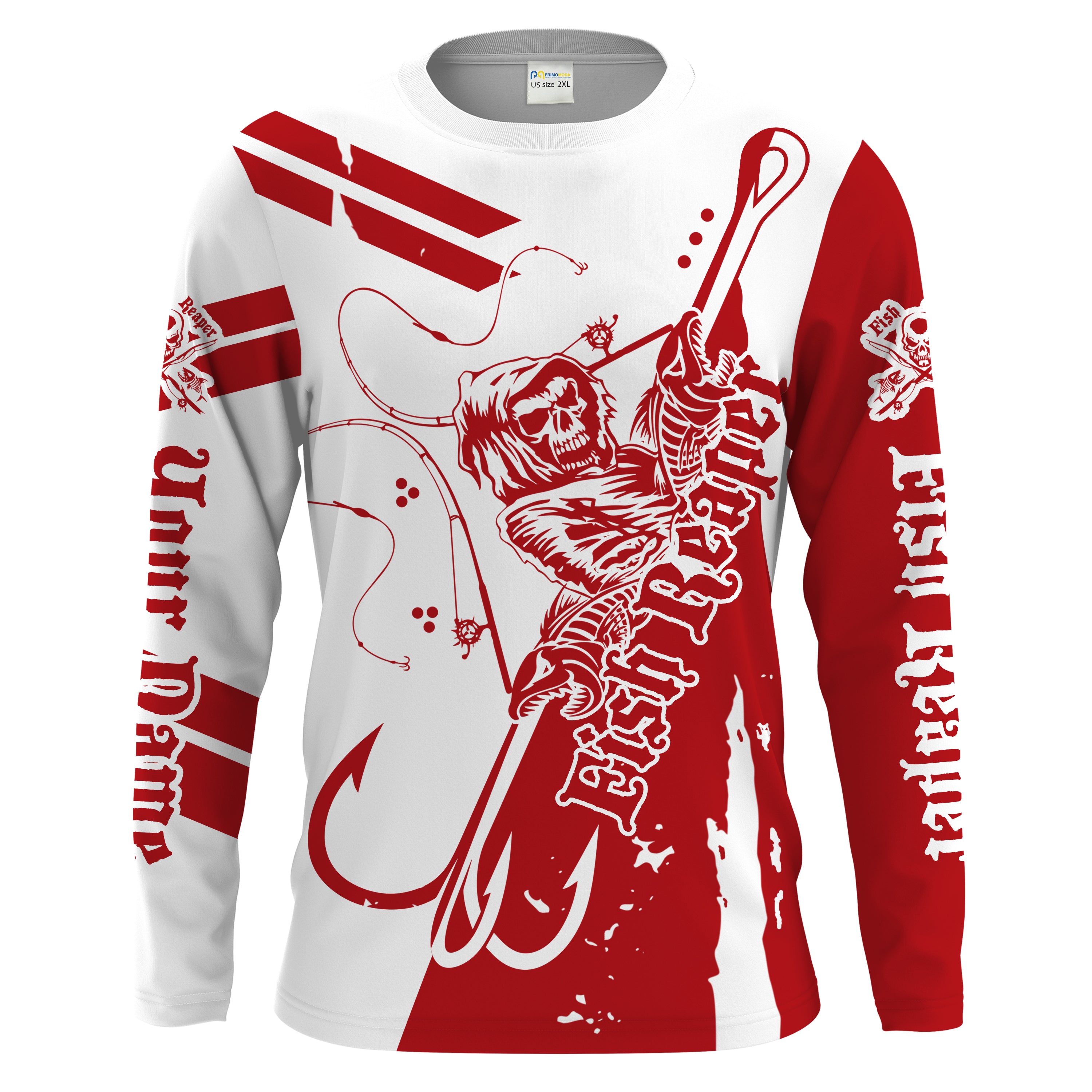 Fish reaper Custom Long Sleeve performance Fishing Shirts Fishing apparel | red - HPW249