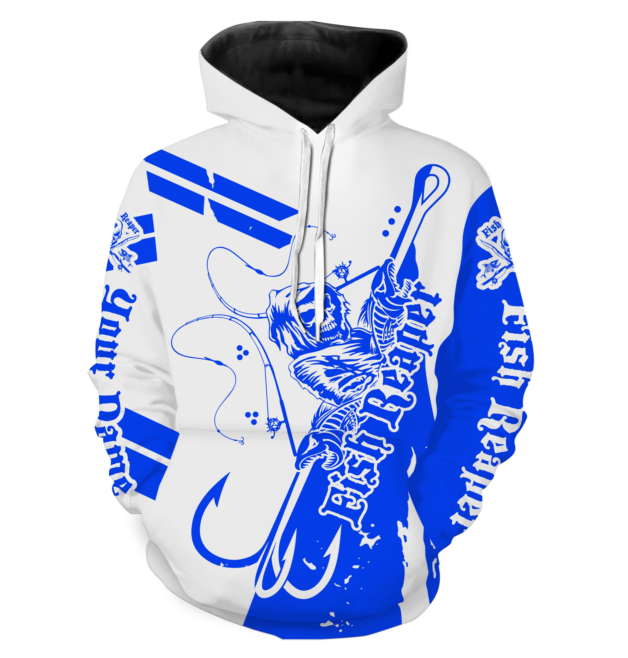 Fishing Fish reaper Fish skull Custom All over print Hoodie Fishing Shirts Fishing apparel | blue - HPW250