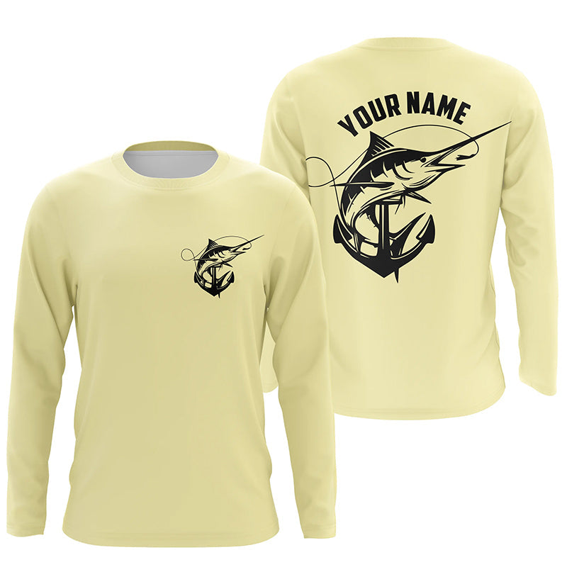 Marlin Saltwater Fishing Shirts, Personalized Marlin Long Sleeve Anchor Fishing Shirts IPHW3761