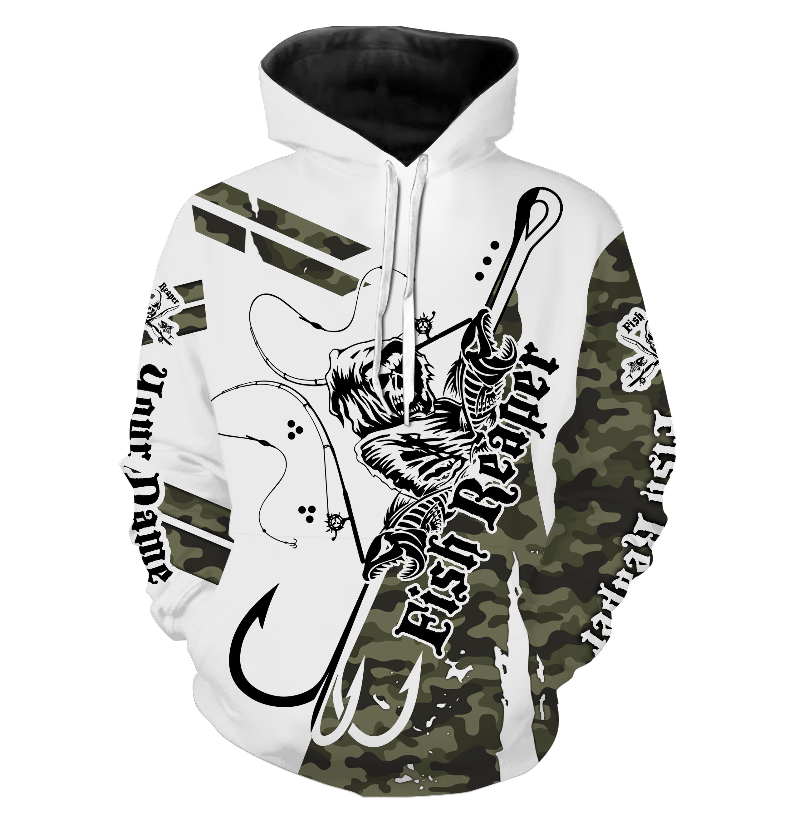 Fish reaper grass camo Custom All over print Hoodie Fishing Shirts, Fish skull personalized Fishing gifts - HPW64