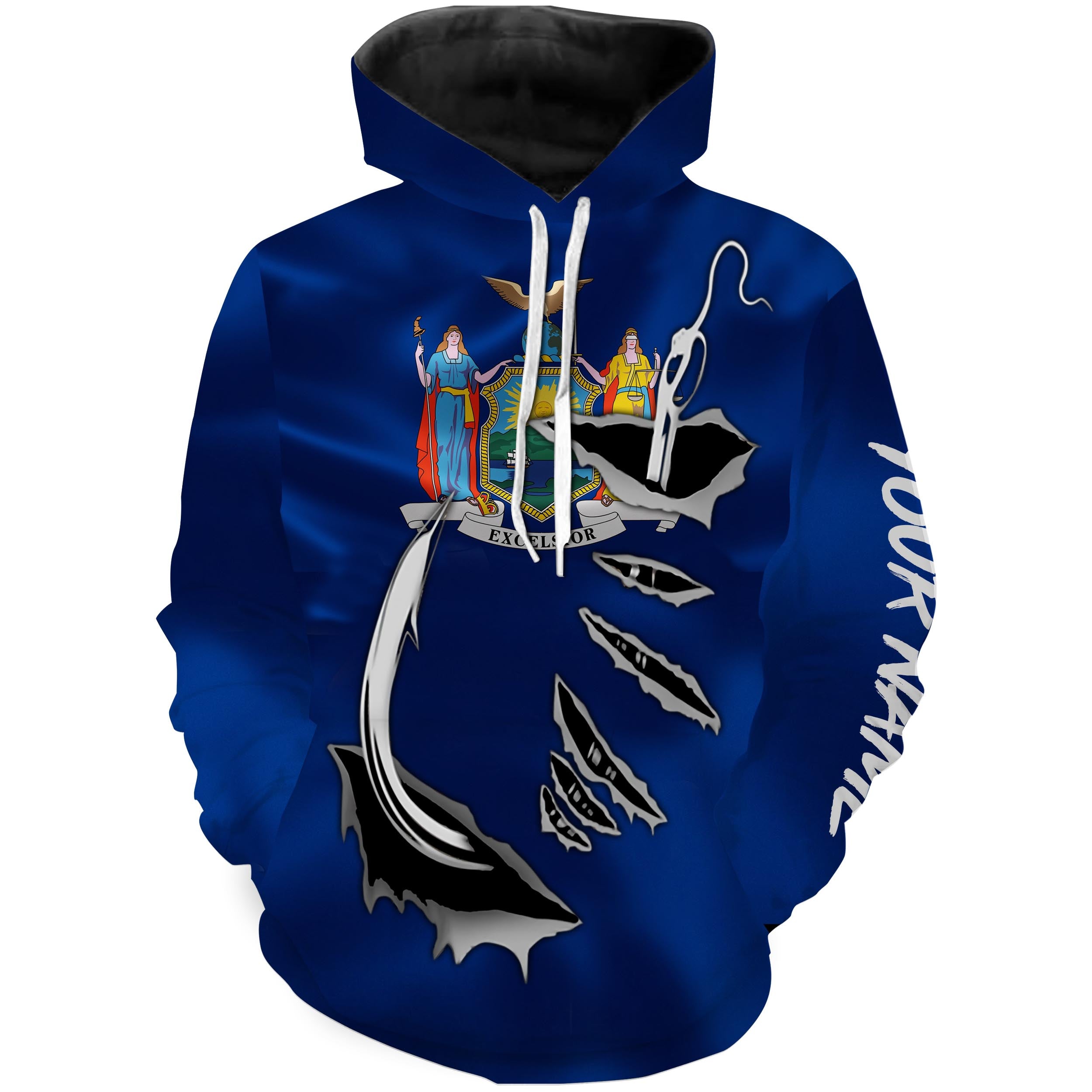 New York Fishing Flag 3D Fish Hook Custom All over print Hoodie Fishing Shirts - HPW360