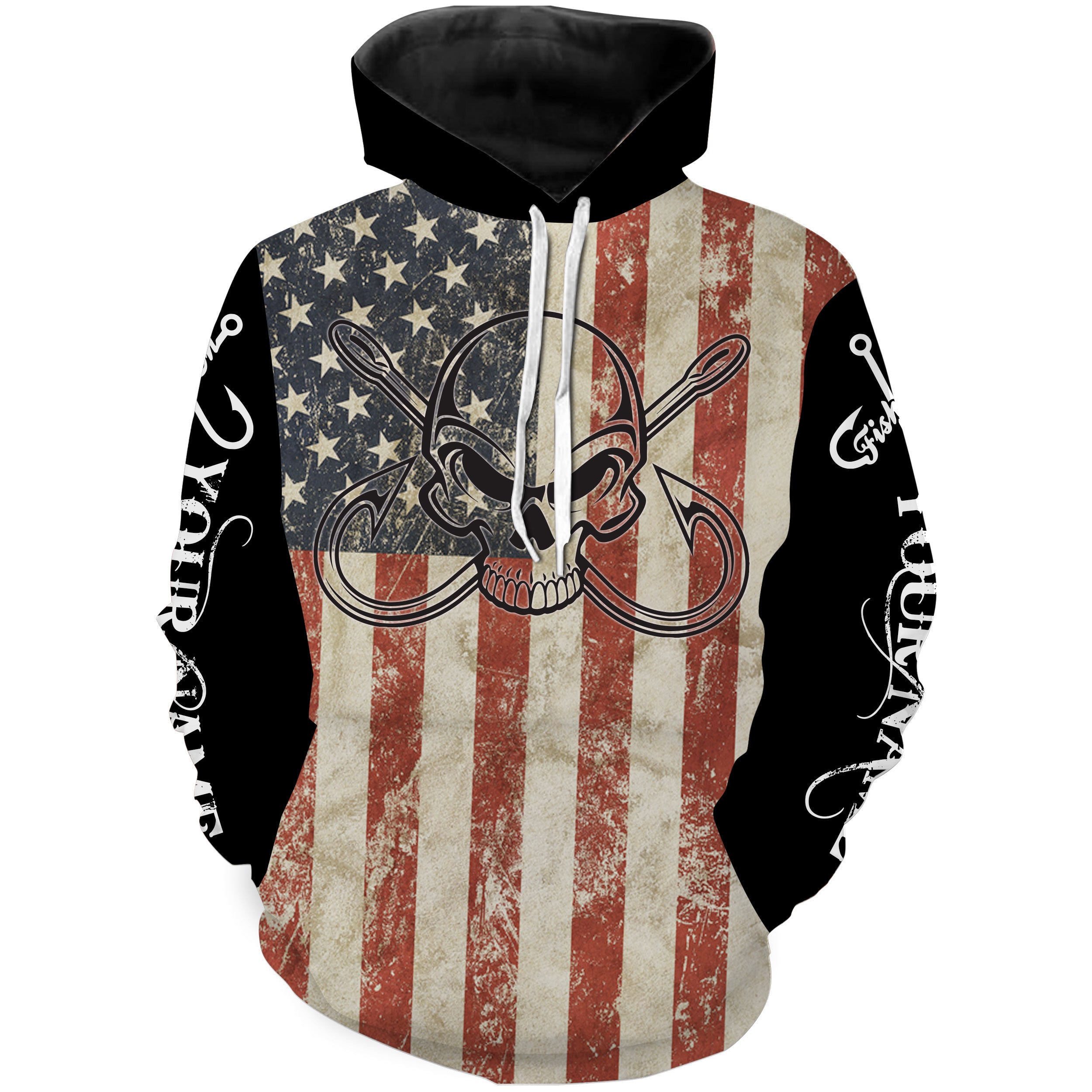 Fish Reaper Fishing American flag patriotic Custom Tournament Hoodie - NPQ568