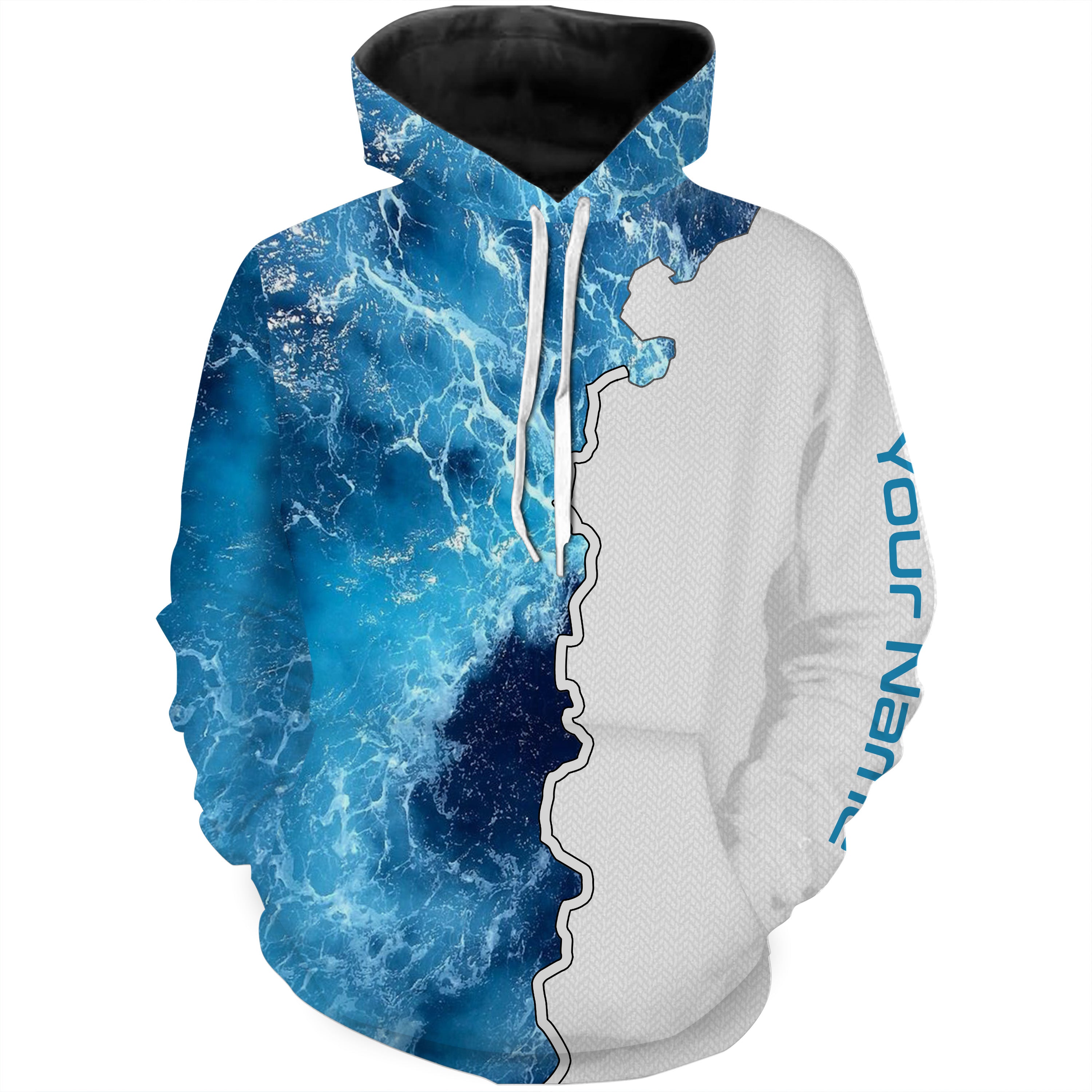 Custom Saltwater fishing Sea wave camo Custom Name 3D All Over Printed Hoodie - NPQ627