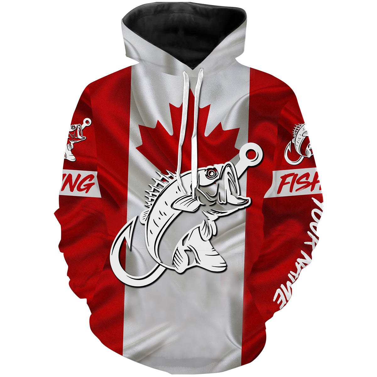Canada Bass Fishing tattoo Fish hook Custom name performance fishing jerseys | Hoodie - NPQ748