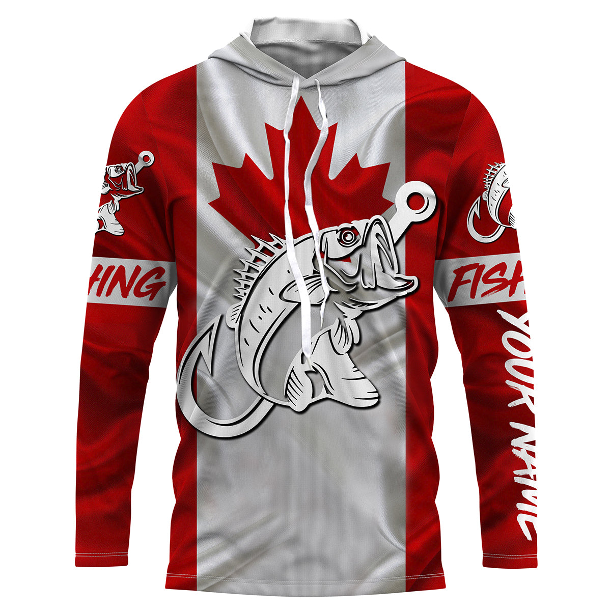 Canada Bass Fishing tattoo Fish hook Custom name jerseys | Long sleeve, Long Sleeve Hooded NPQ748