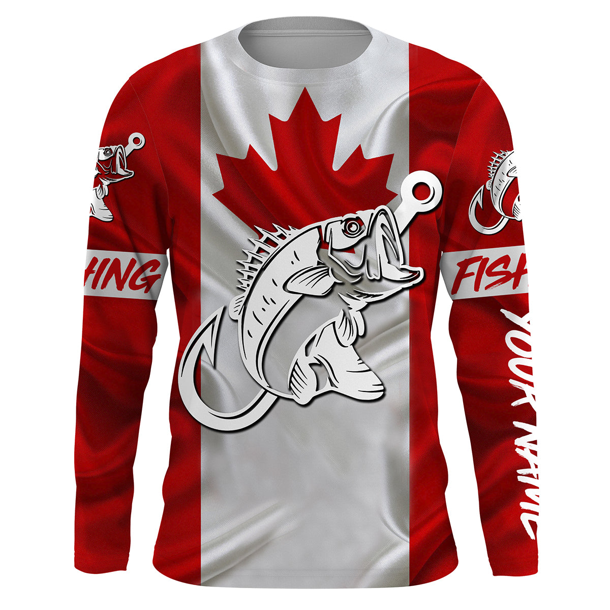 Canada Bass Fishing tattoo Fish hook Custom name jerseys | Long sleeve, Long Sleeve Hooded NPQ748