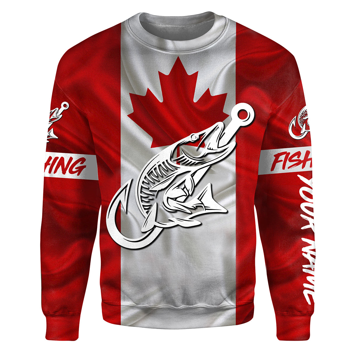 Canada Musky Fishing tattoo Fish hook Custom name fishing jerseys | Sweatshirt - NPQ750