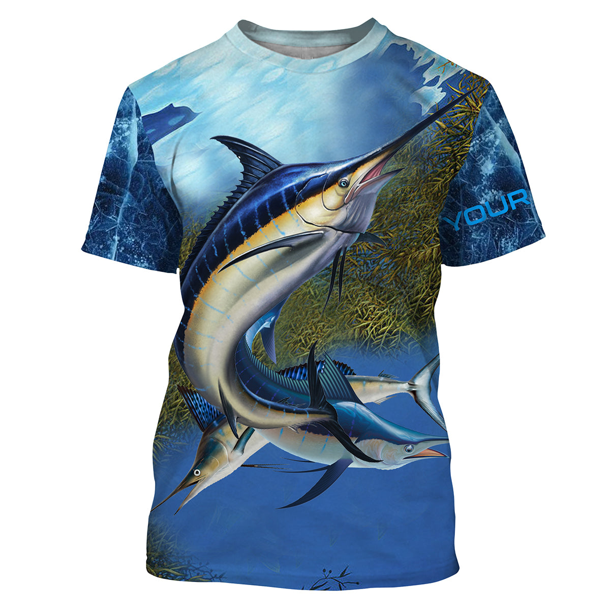 Marlin fishing blue deep sea fishing Custom Name Fishing shirts