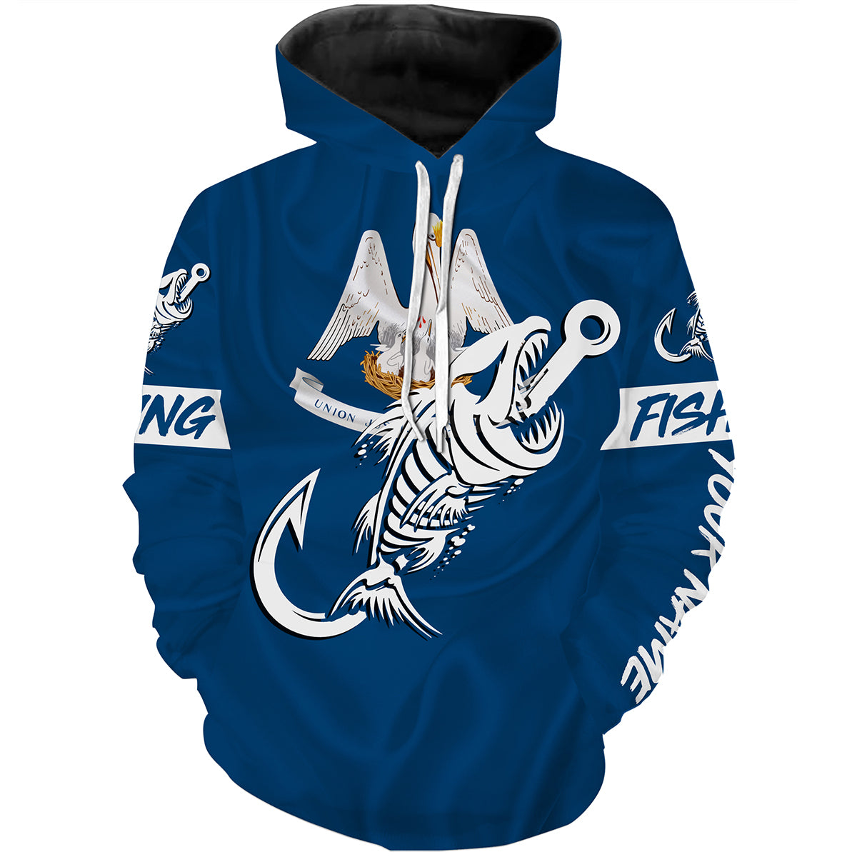 LA Fishing Custom Louisiana Flag Fish hook skull custom fishing tournament shirts | Hoodie - NPQ705