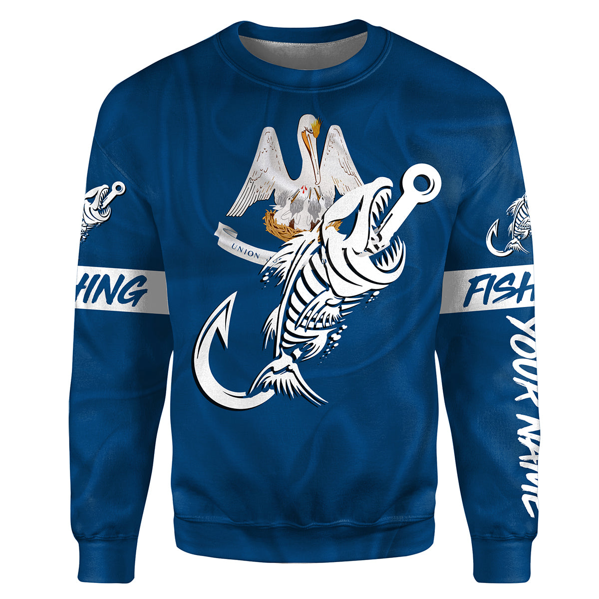 LA Fishing Custom Louisiana Flag Fish hook skull custom fishing tournament| Sweatshirt -NPQ705