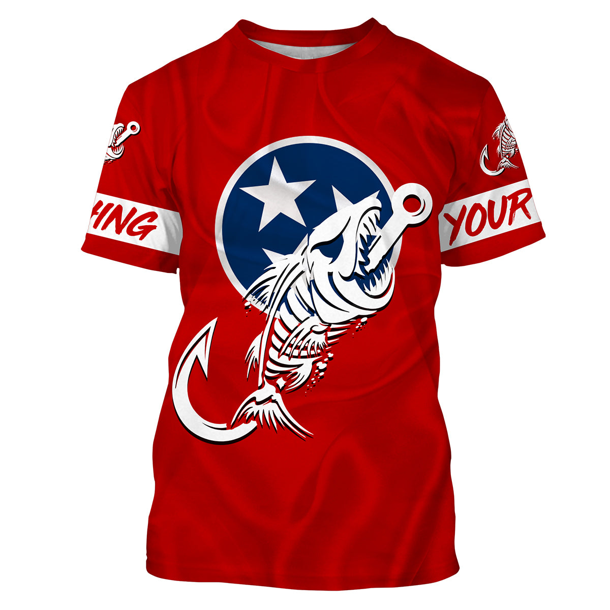 TN Fishing Custom Tennessee Flag Fish hook skull custom fishing tournament shirts | Tshirt - NPQ708