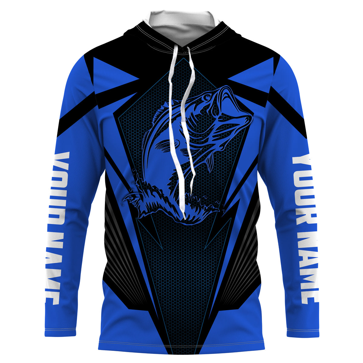 Largemouth Bass Fishing tattoo black and blue Custom name fishing jerseys | Long sleeve, Long Sleeve Hooded NPQ831