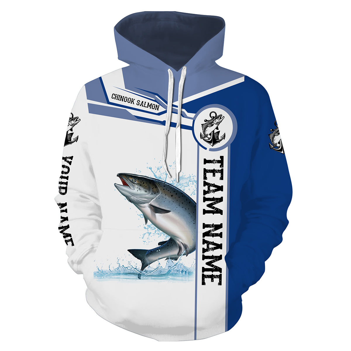 Chinook salmon fishing tournament Blue shirts Customize name and team