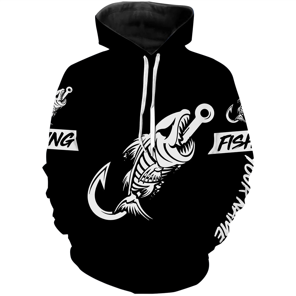 Black Fish hook skull fish reaper skeleton Custom name fishing jerseys | Hoodie - NPQ777