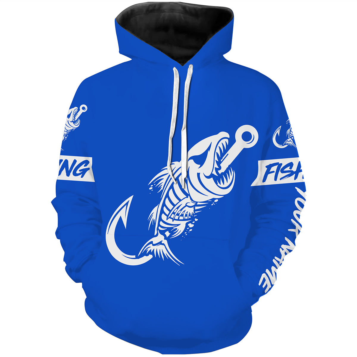 Blue Fish hook skull fish reaper skeleton Custom name fishing jerseys | Hoodie - NPQ779