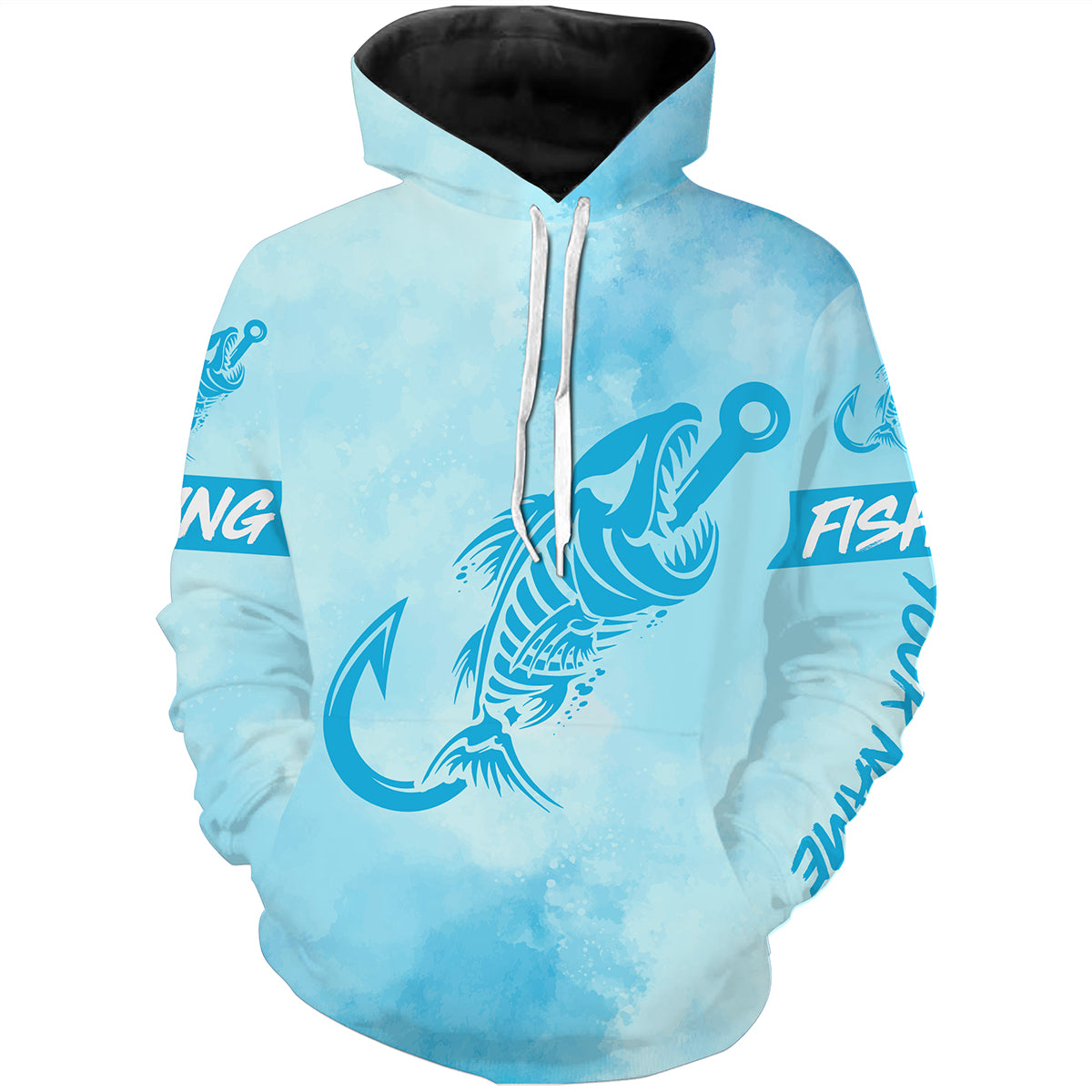 Light Blue Fish hook skull fish reaper skeleton Custom name fishing jerseys | Hoodie - NPQ781