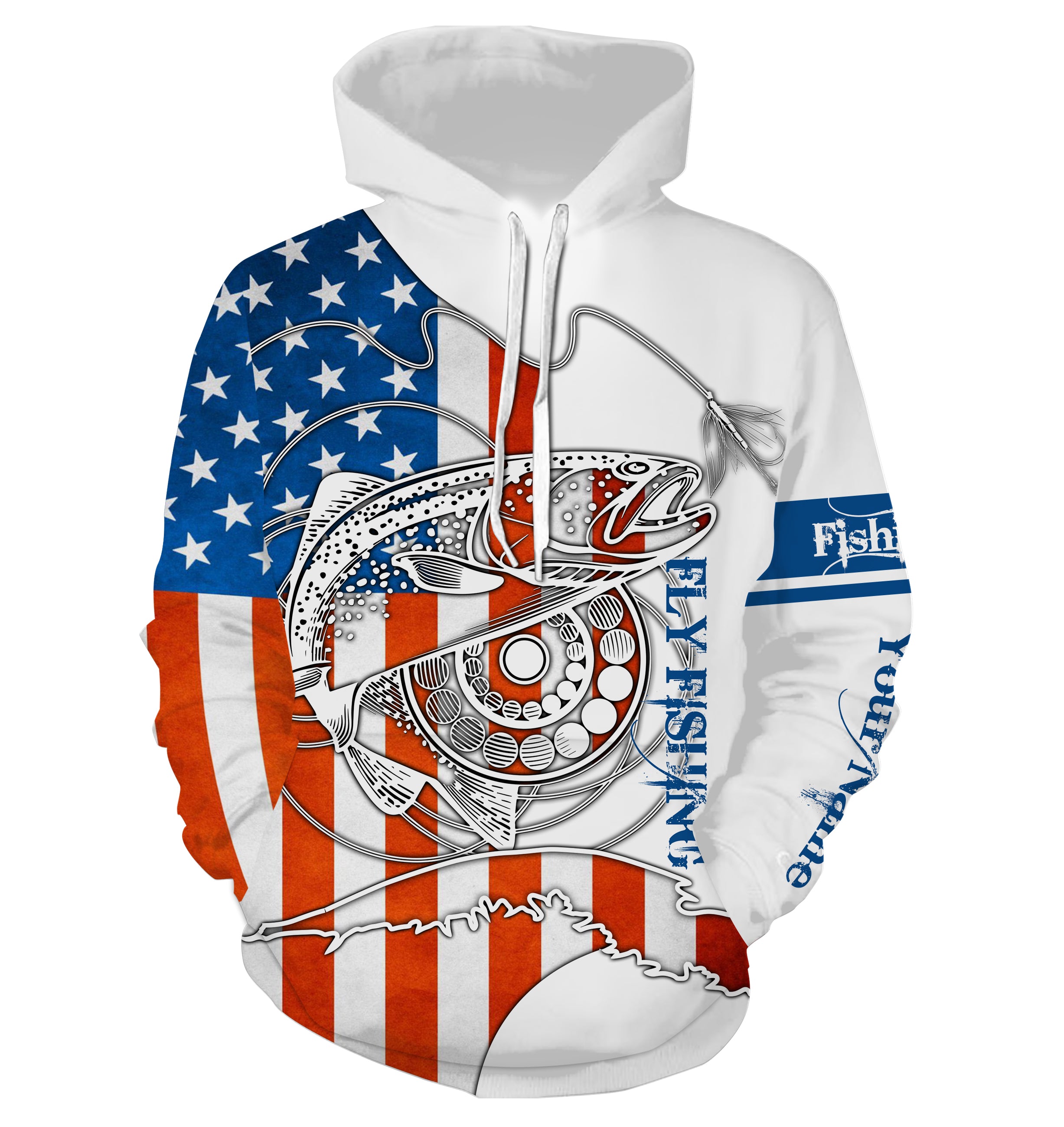 Trouts fly fishing American flag patriotic Custom name fishing jerseys | Hoodie - NPQ810