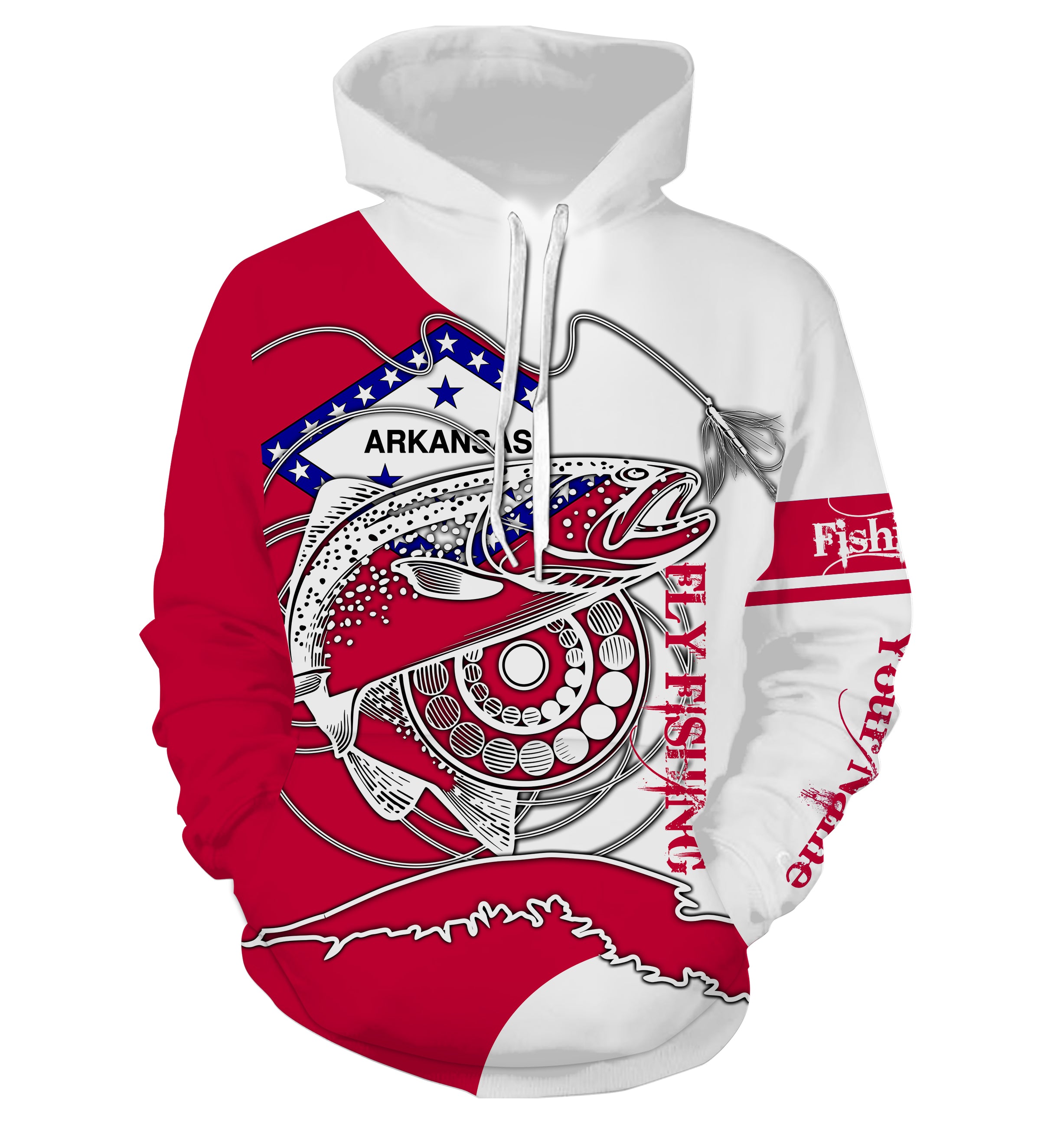Trouts fly fishing in Arkansas flag patriotic Custom name fishing jerseys | Hoodie - NPQ821