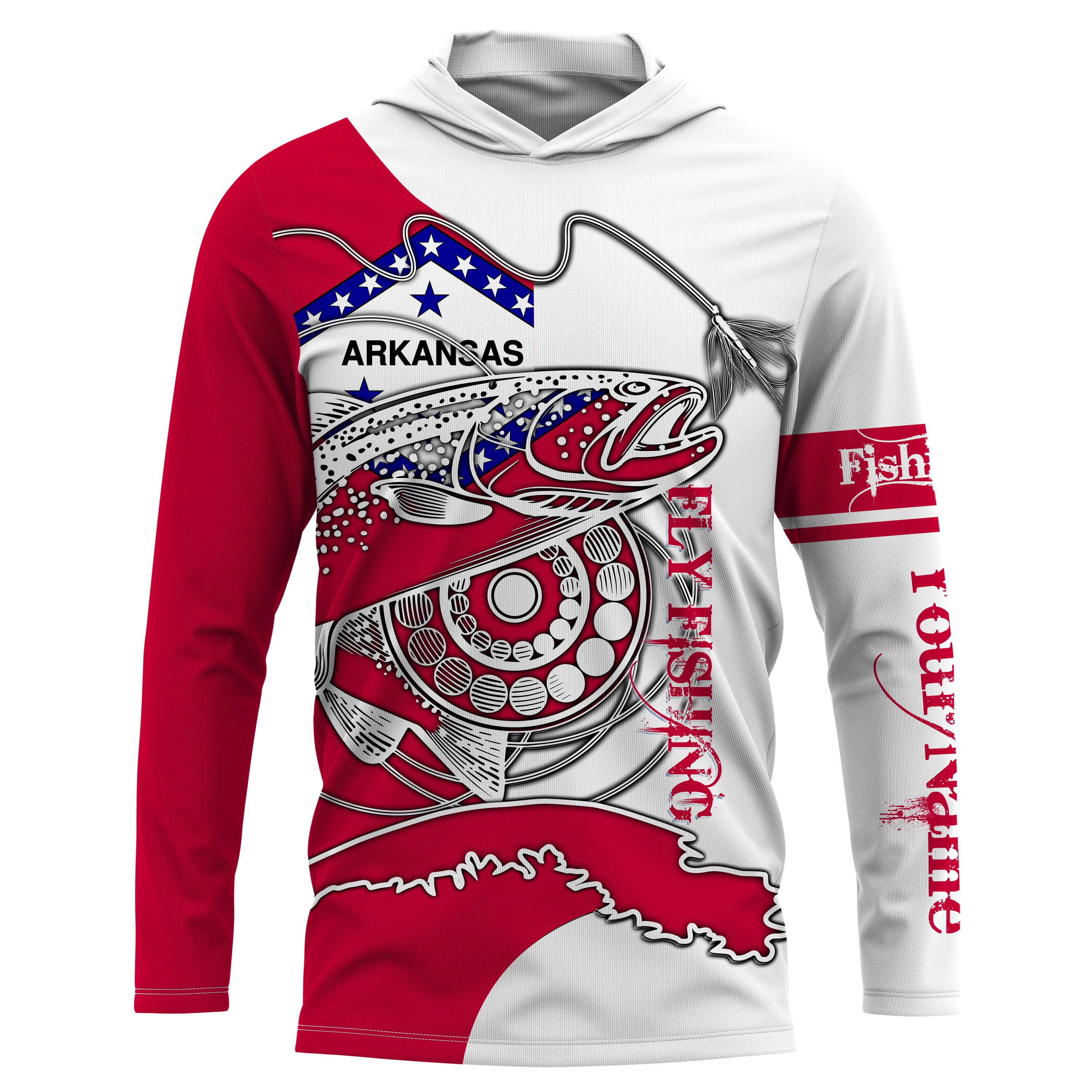 Trouts fly fishing in Arkansas flag patriotic Custom name fishing jerseys | Long sleeve, Long Sleeve Hooded NPQ821