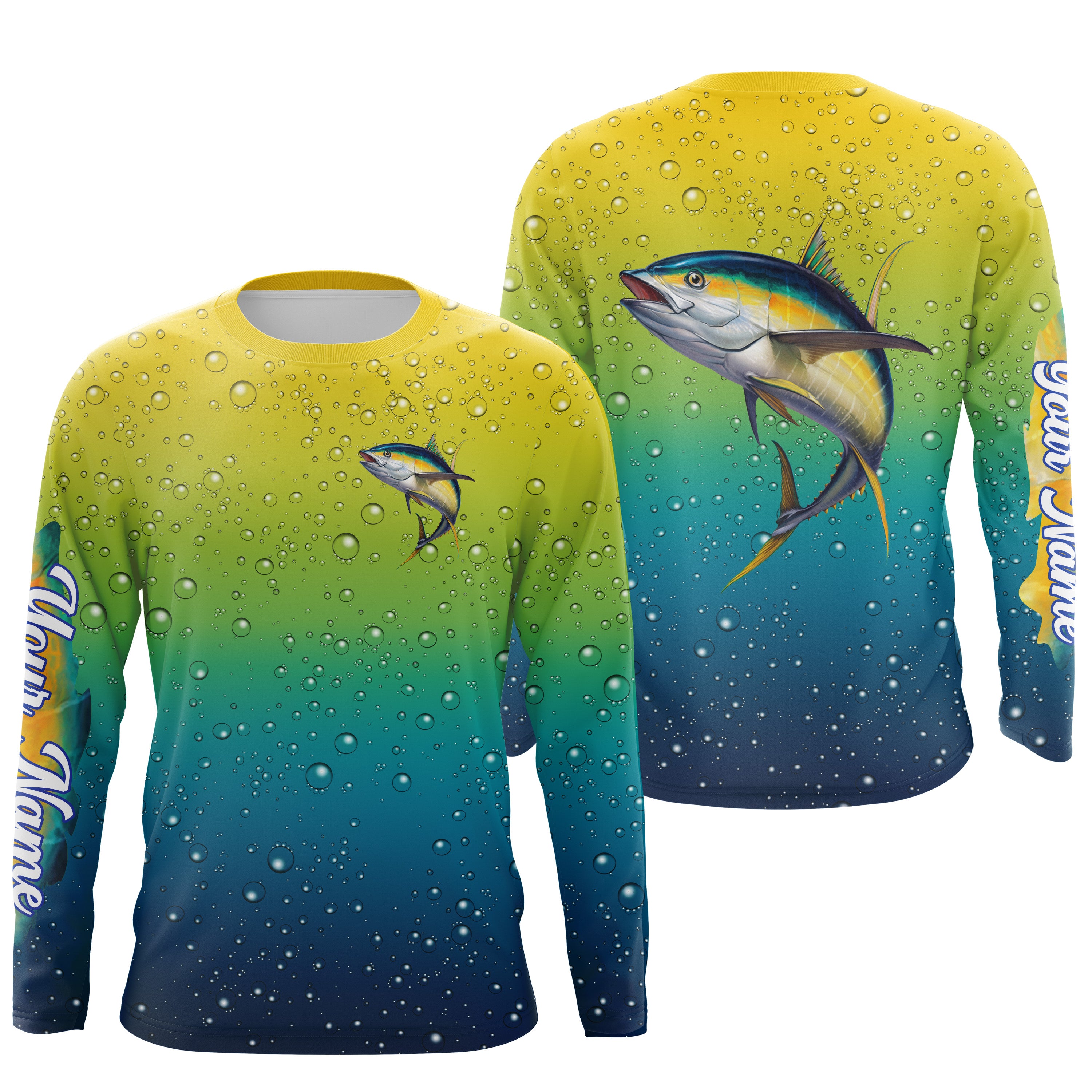 Tuna fishing bubble scales fishing Custom Name Long sleeve, Long Sleeve Hooded Fishing Shirt - NPQ667
