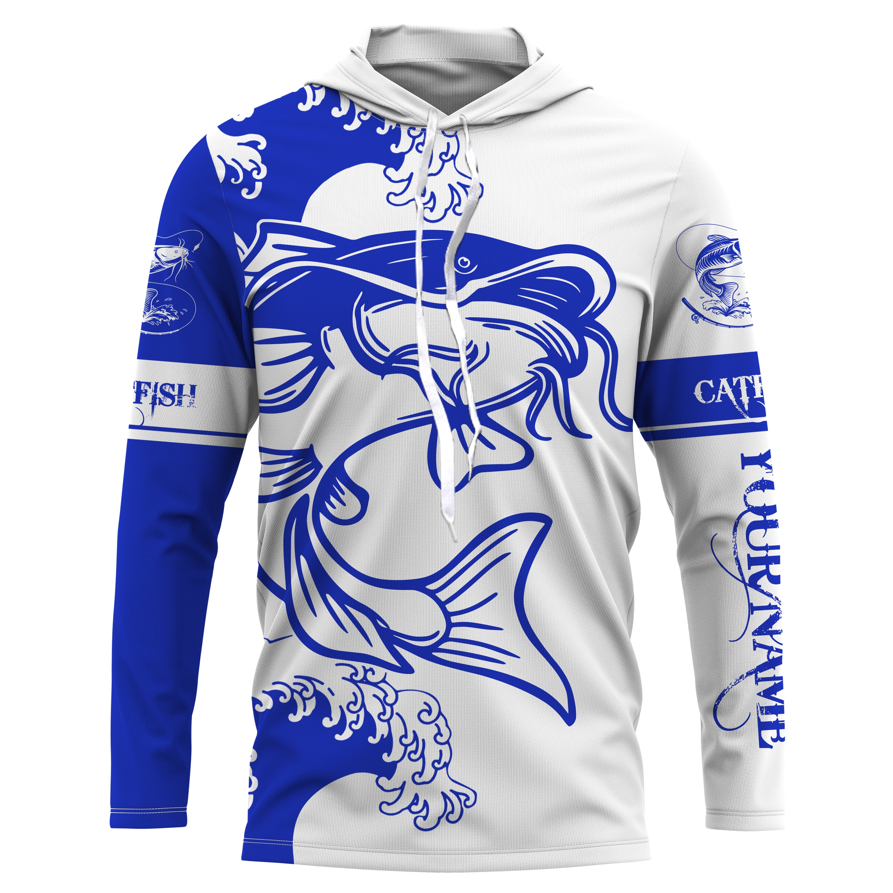 Catfish fishing tattoo blue Custom name Catfish Long sleeve fishing shirts, Long Sleeve Hooded NPQ886