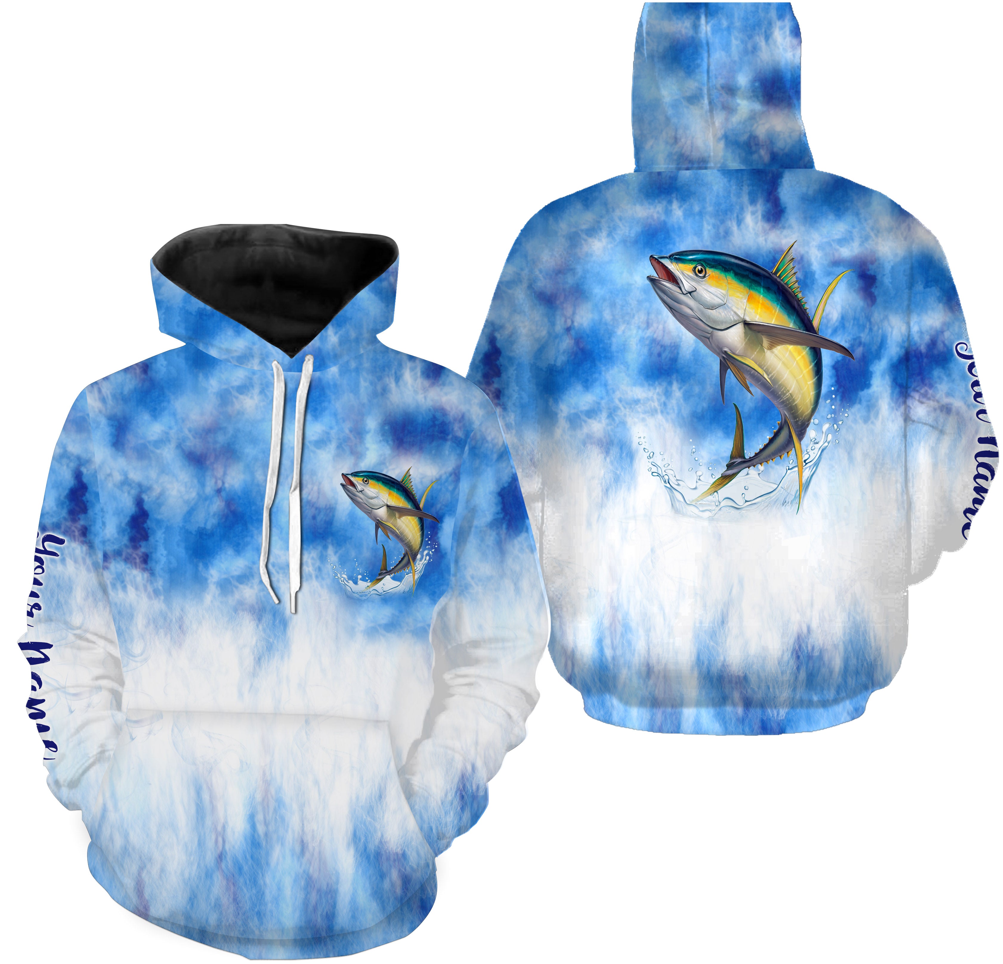 Tuna saltwater fishing blue sea camo Custom name fishing jerseys | Hoodie - NPQ789