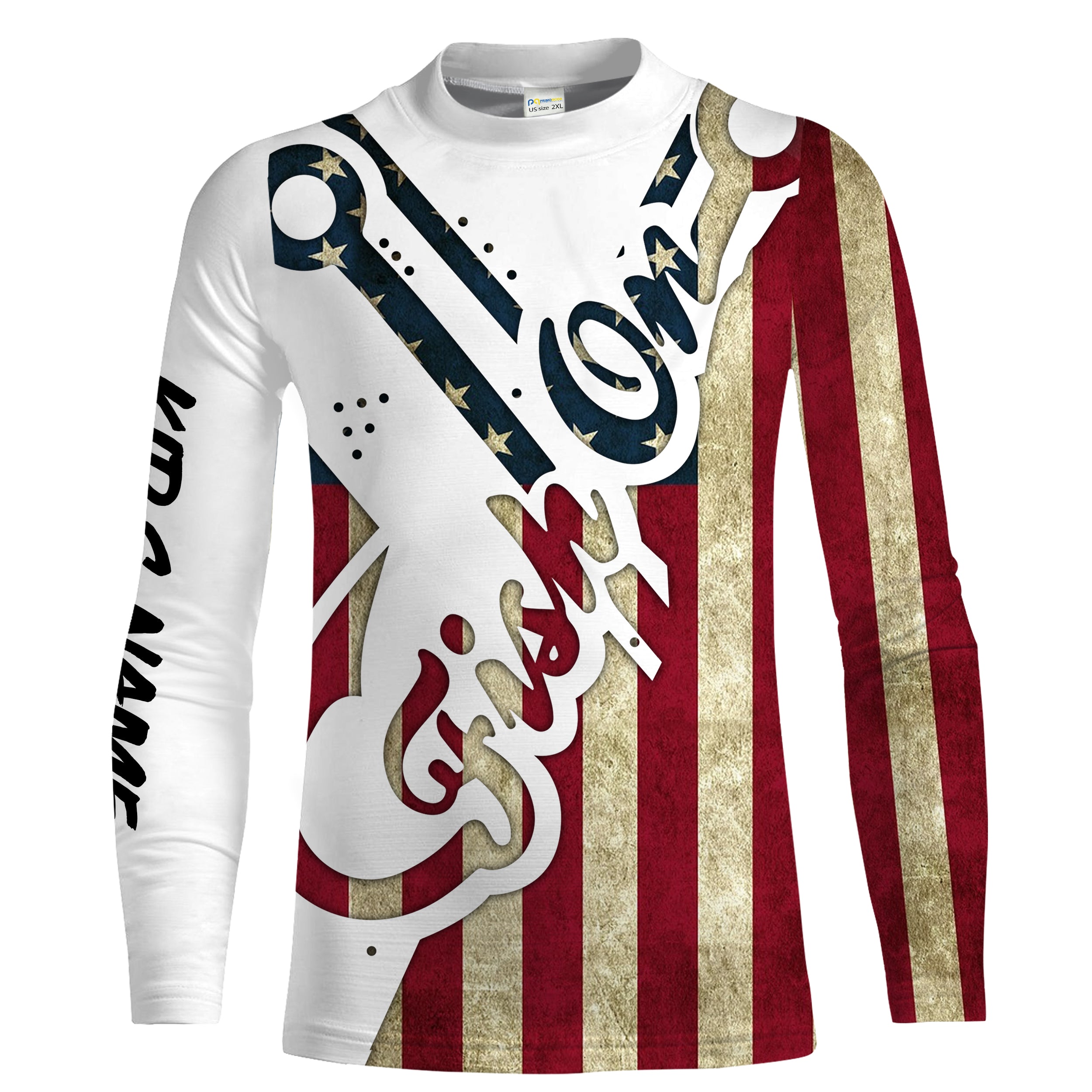 American flag Fish on patriotic fishing performance fishing shirt Custom Kid long sleeves NPQ5