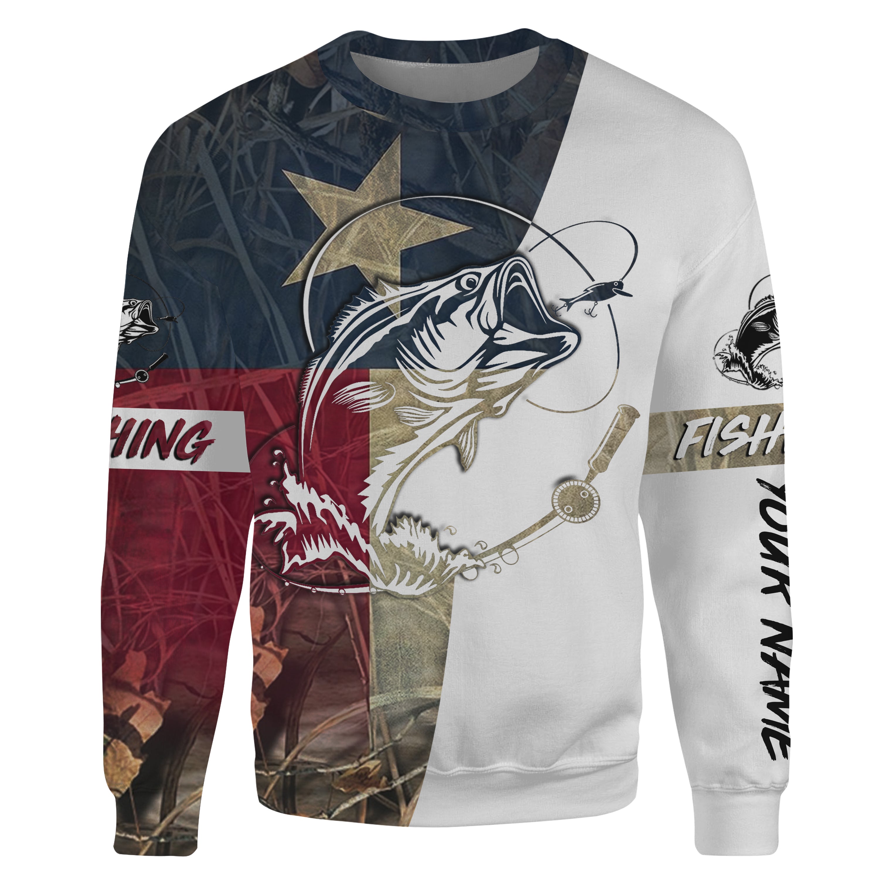 Texas Bass Fishing Texas Flag Camo Custom Name 3D Full Printing Shirt | Sweatshirt - SDF132