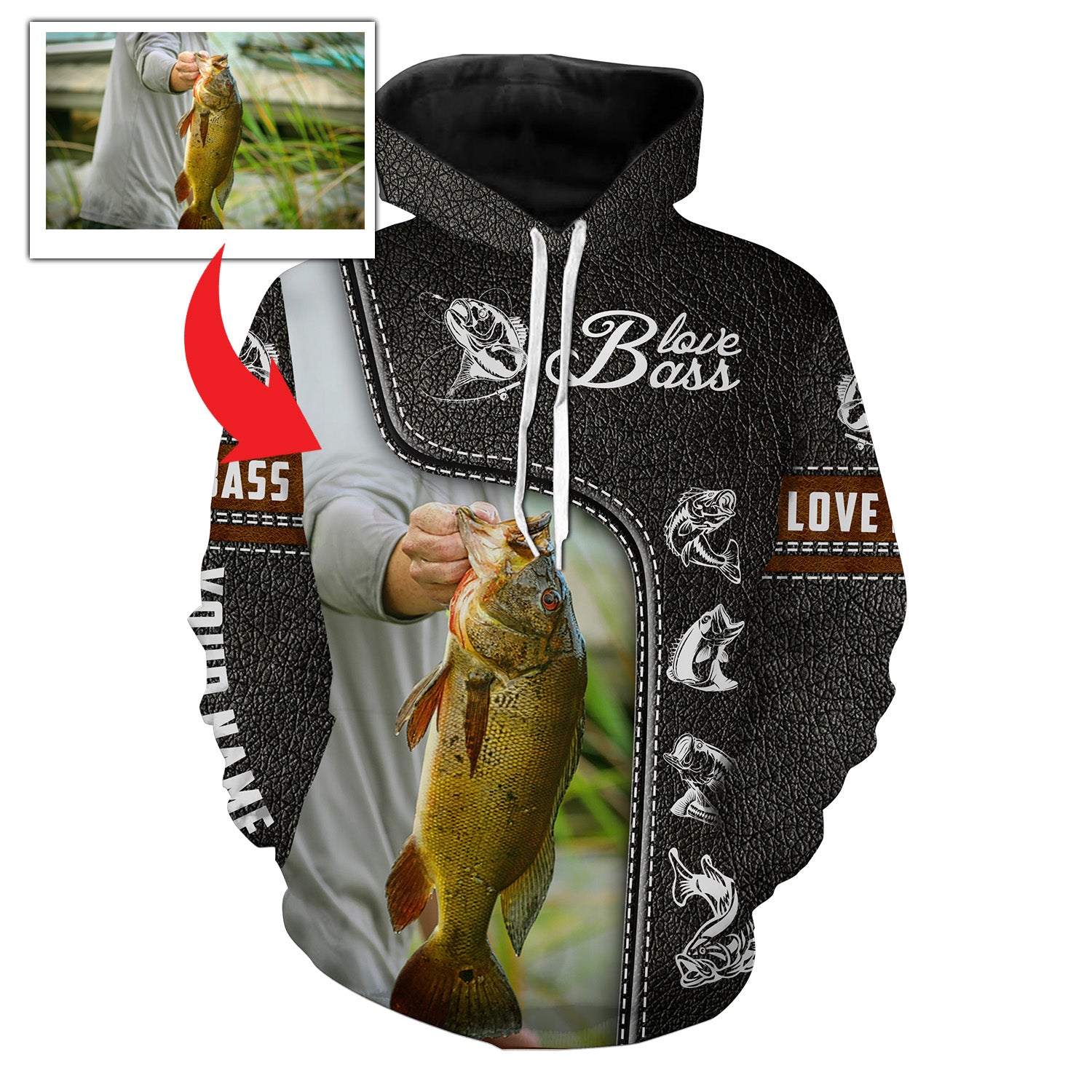 Love Bass Customized name and photo 3D Full printing Hoodie, Personalized Fishing Gifts - SDF94