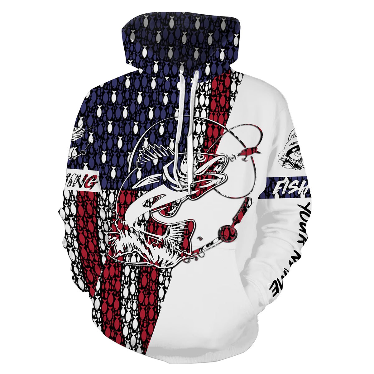 Walleye Fishing Angler American flag Customize Name Hoodie - Walleye fishing Gifts - SDF20