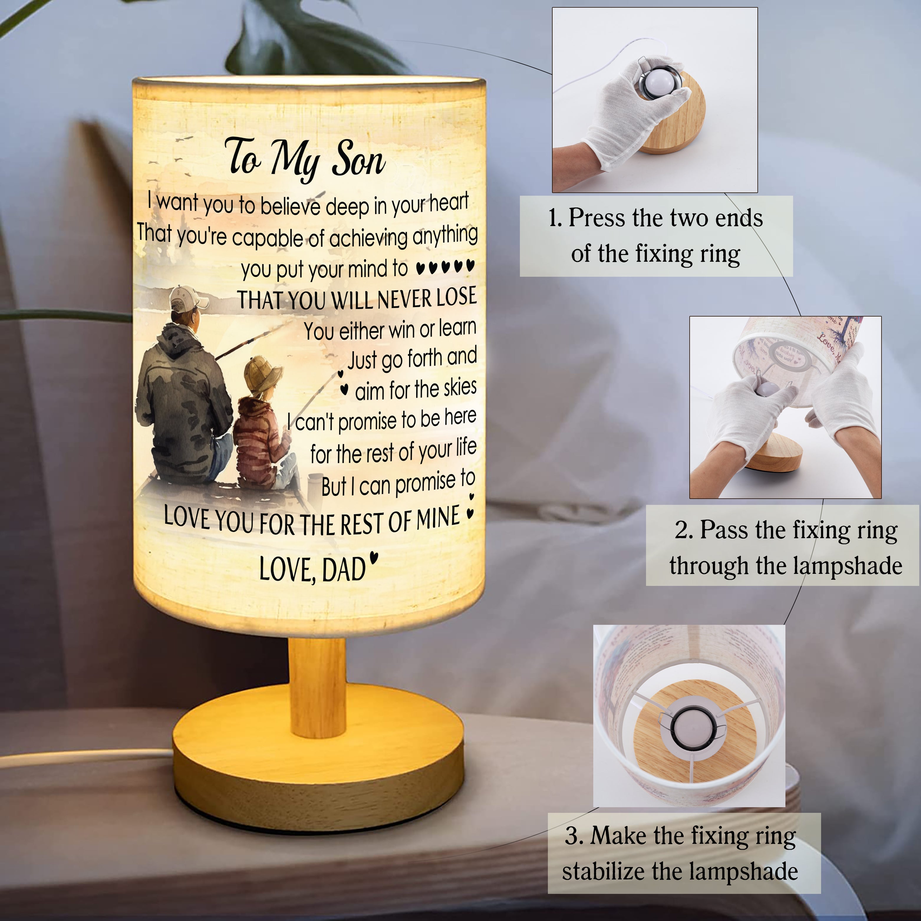 Father Son Fishing Table Lamp Son Gifts from Dad, Father and Son Fishing Lamp gift for Son