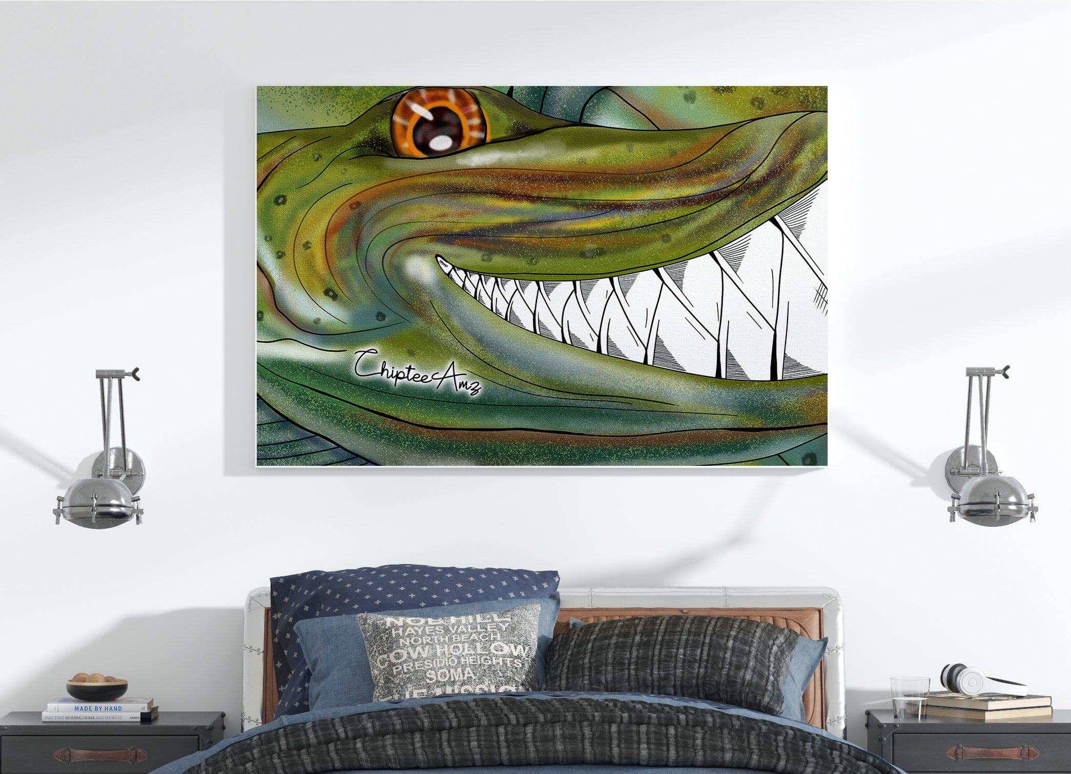 Funny Musky fishing art Matte Canvas Muskellunge wall art