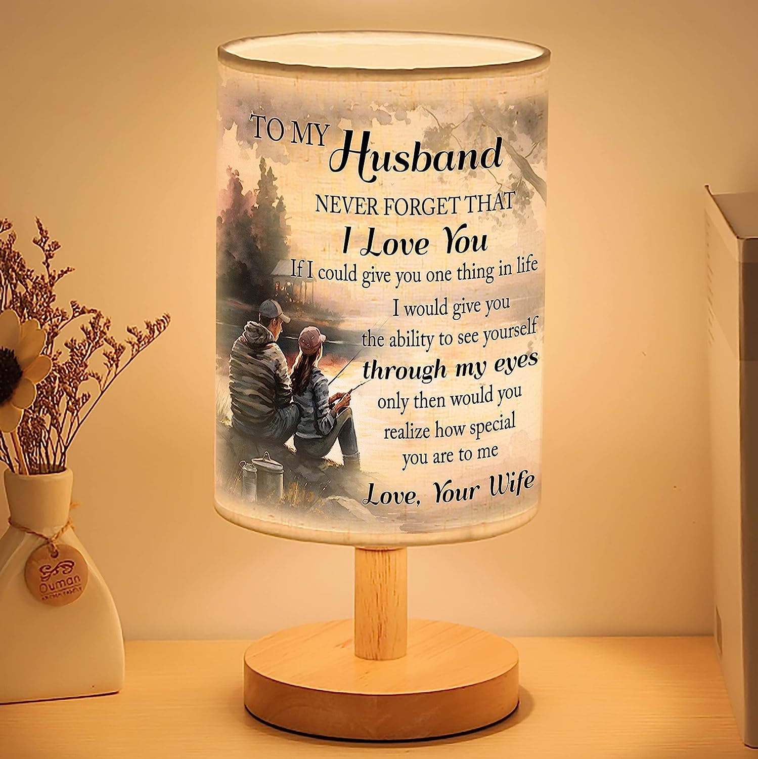 Husband Wife Fishing Table Lamp Gifts for Husband from Wife, Husband and Wife Fishing Lamp