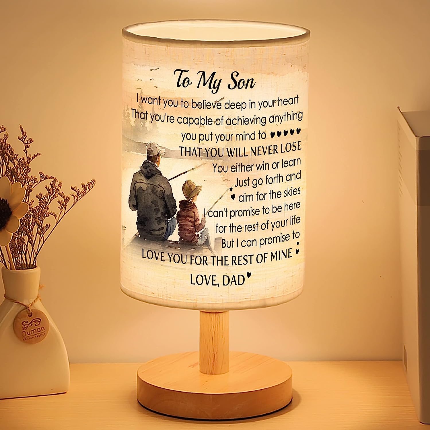 Father Son Fishing Table Lamp Son Gifts from Dad, Father and Son Fishing Lamp gift for Son