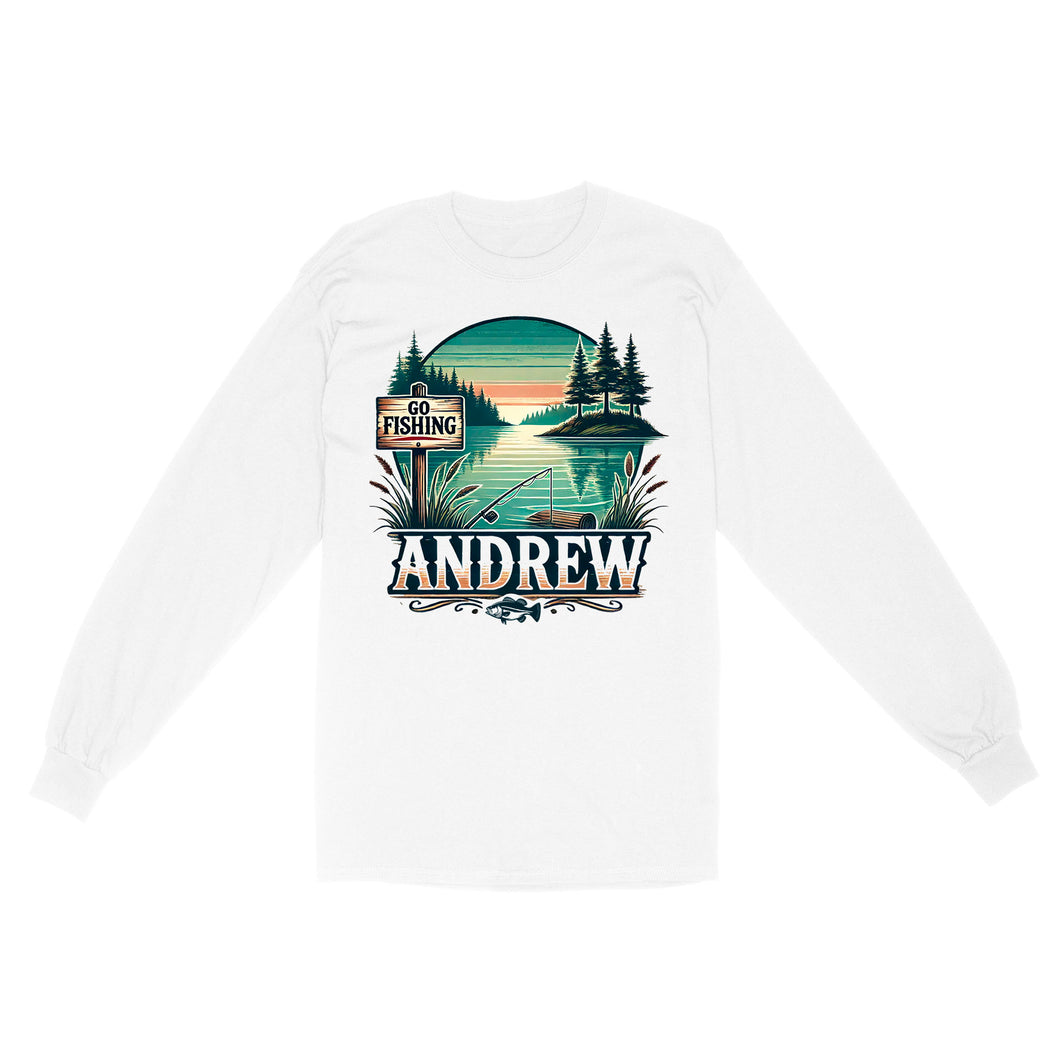 Personalized fishing shirt custom name Long Sleeve