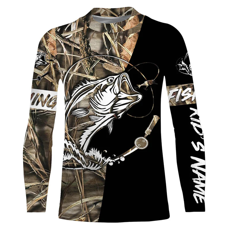 Beautiful kid bass fishing tournament UV protection shirt customize name fishing personalized gift