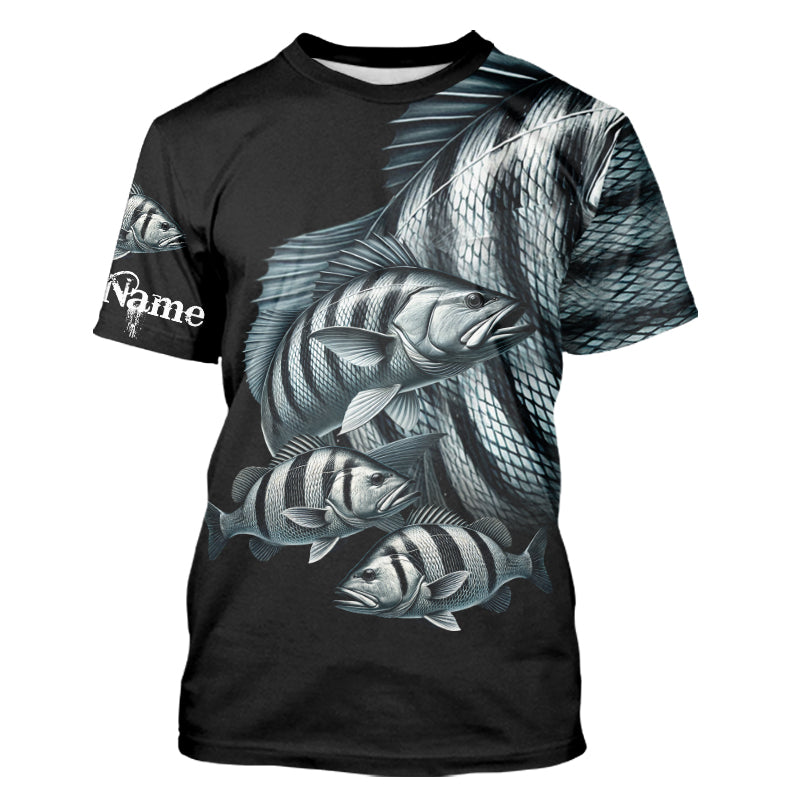 Black Drum Fishing Customize Name All-over Print fishing T-shirt, gift for fishing lovers A72