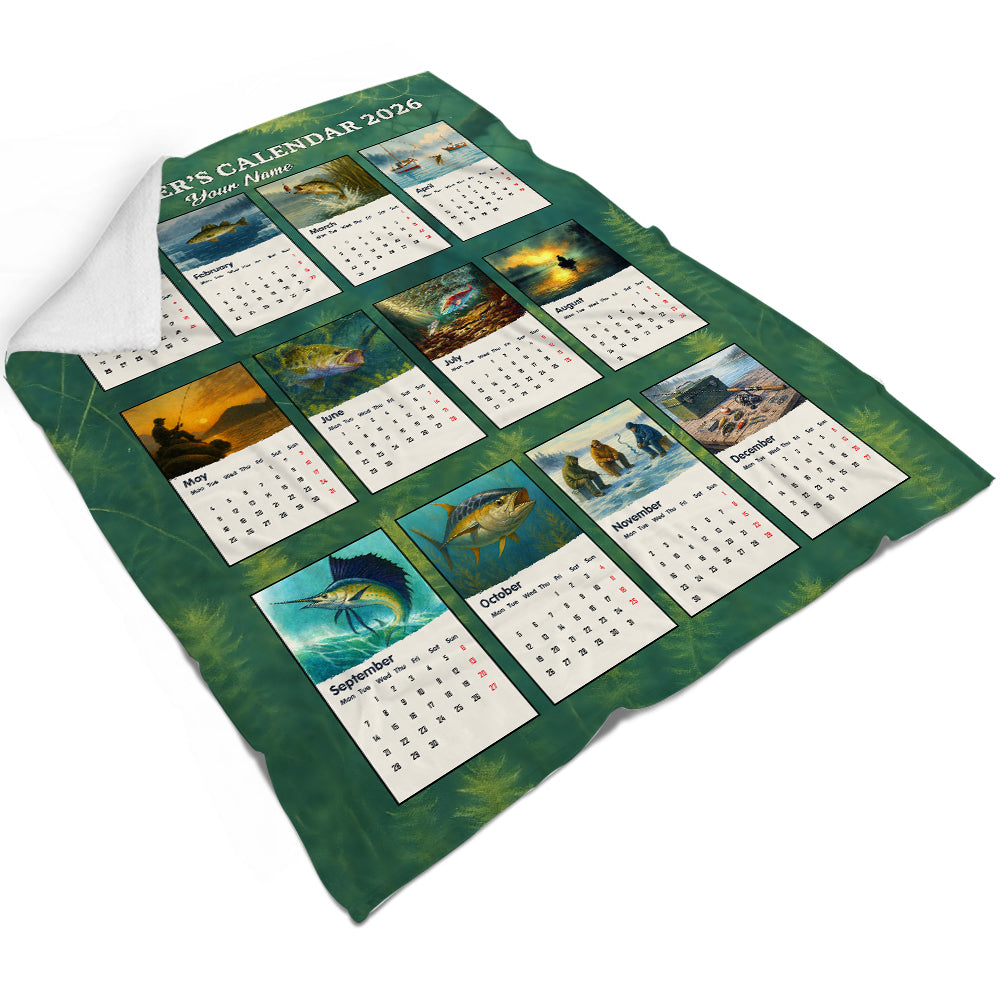 Custom The Angler's Calendar 2026 Fleece Blanket