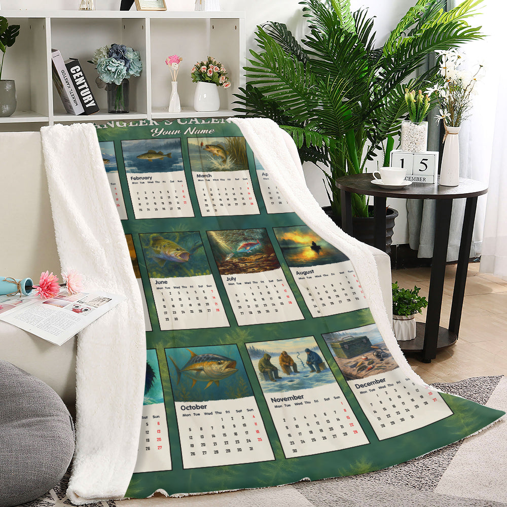 Custom The Angler's Calendar 2026 Fleece Blanket