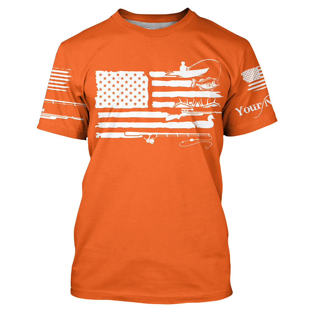 American Flag UV Protection Fishing Hunting T-Shirt For Fisherman Hunter A44
