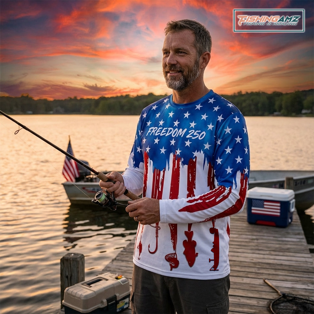 American Freedom 250 UV protection fishing shirt fishing jersey for fisherman