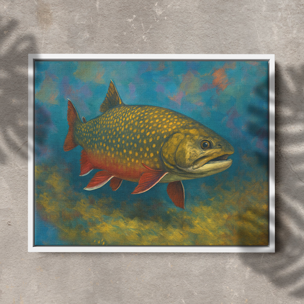 Brook Trout Fishing Art Colorful Painting Fish Art Printed Framed Matte Canvas