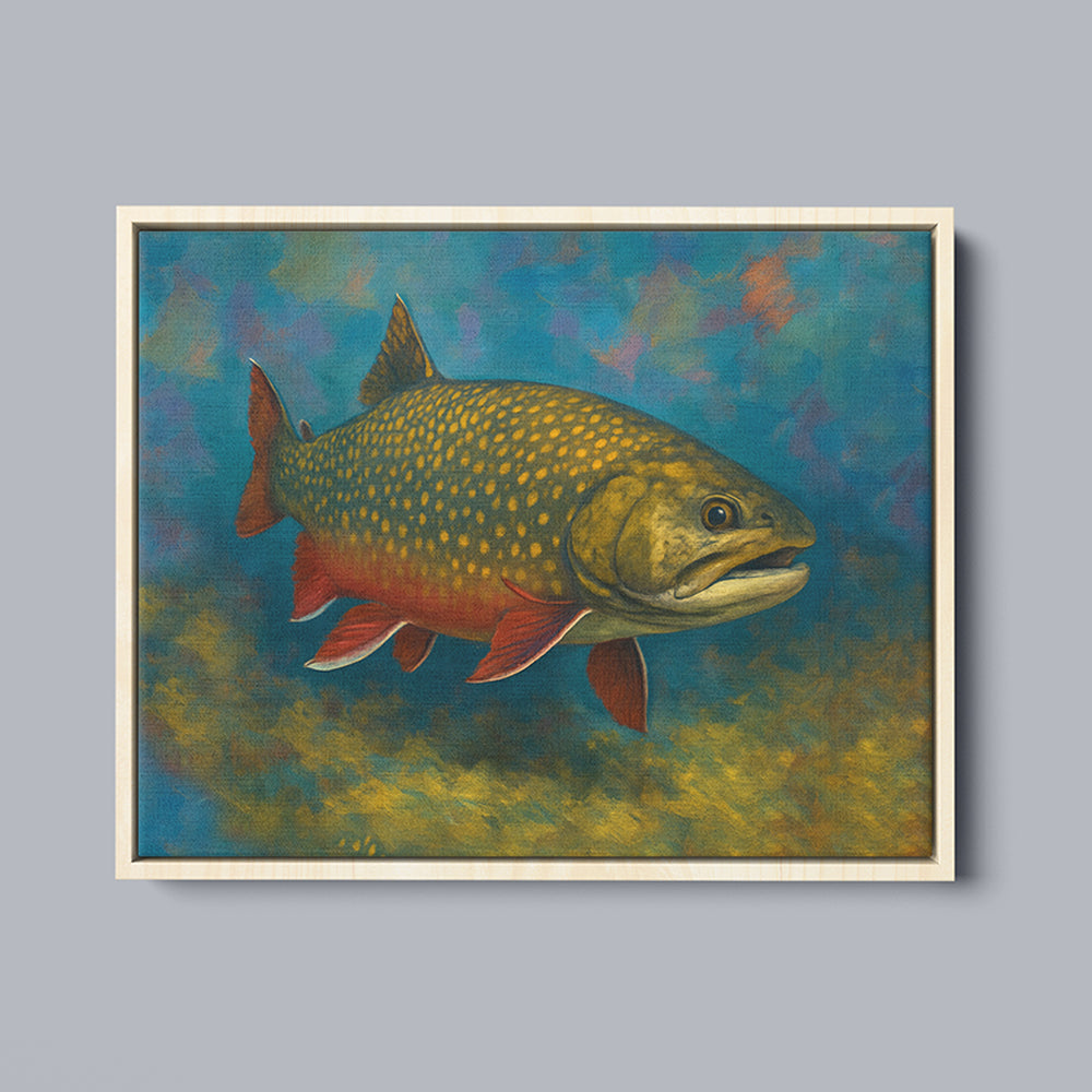 Brook Trout Fishing Art Colorful Painting Fish Art Printed Framed Matte Canvas